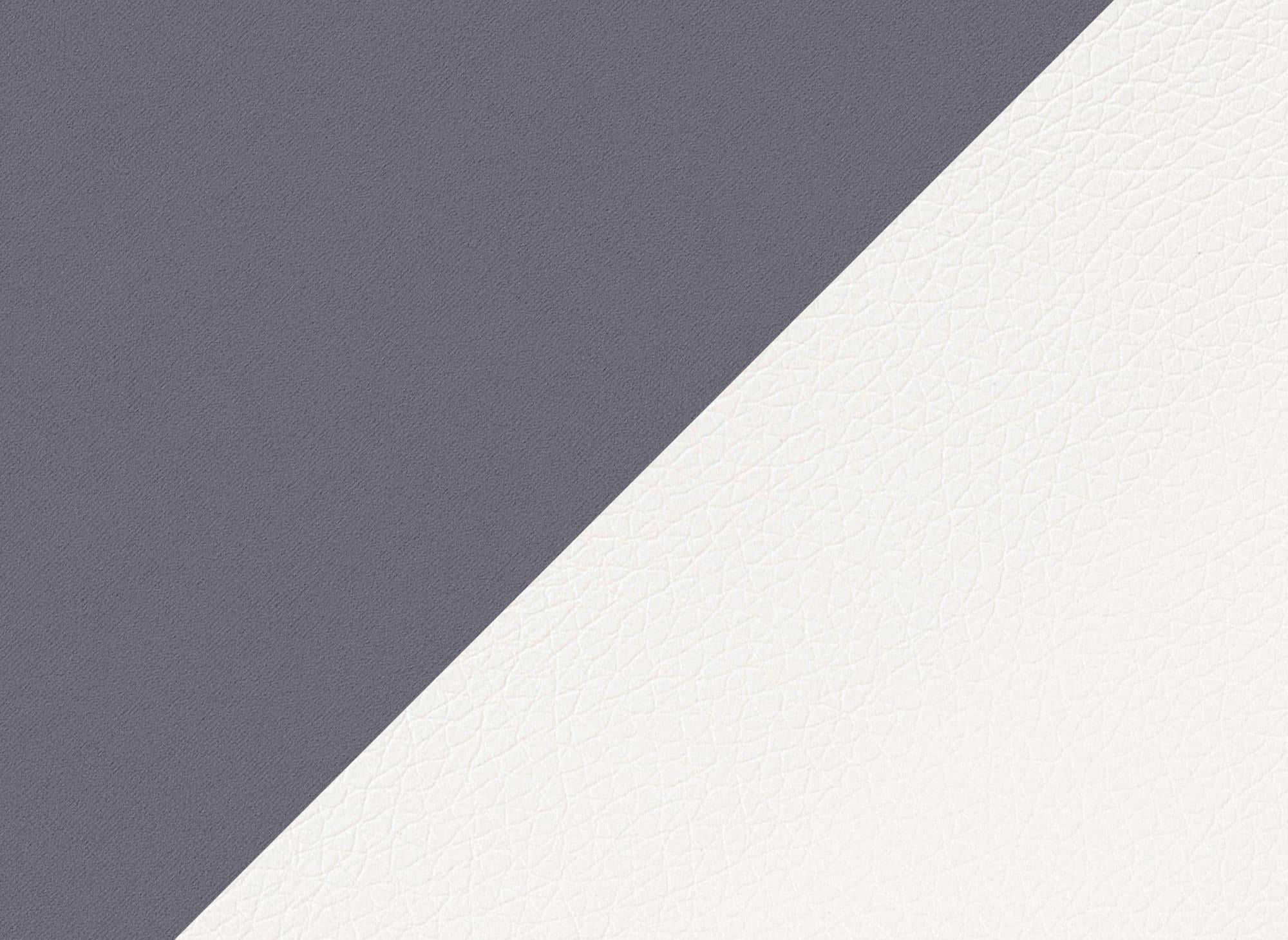 LEONIE Wende-Ecksofa aus grauem Samt und weißem Kunstleder