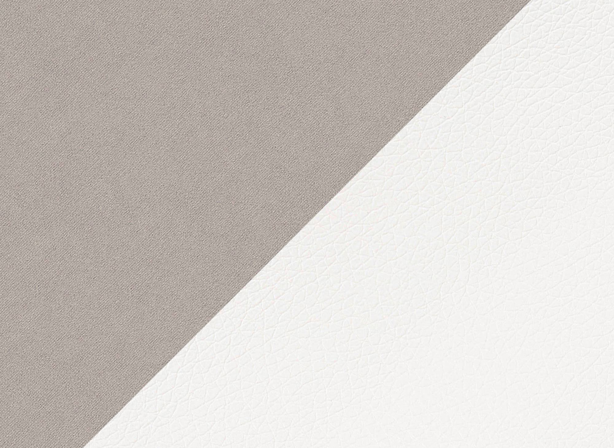 LEONIE Wende-Ecksofa aus beigem Samt und weißem Kunstleder