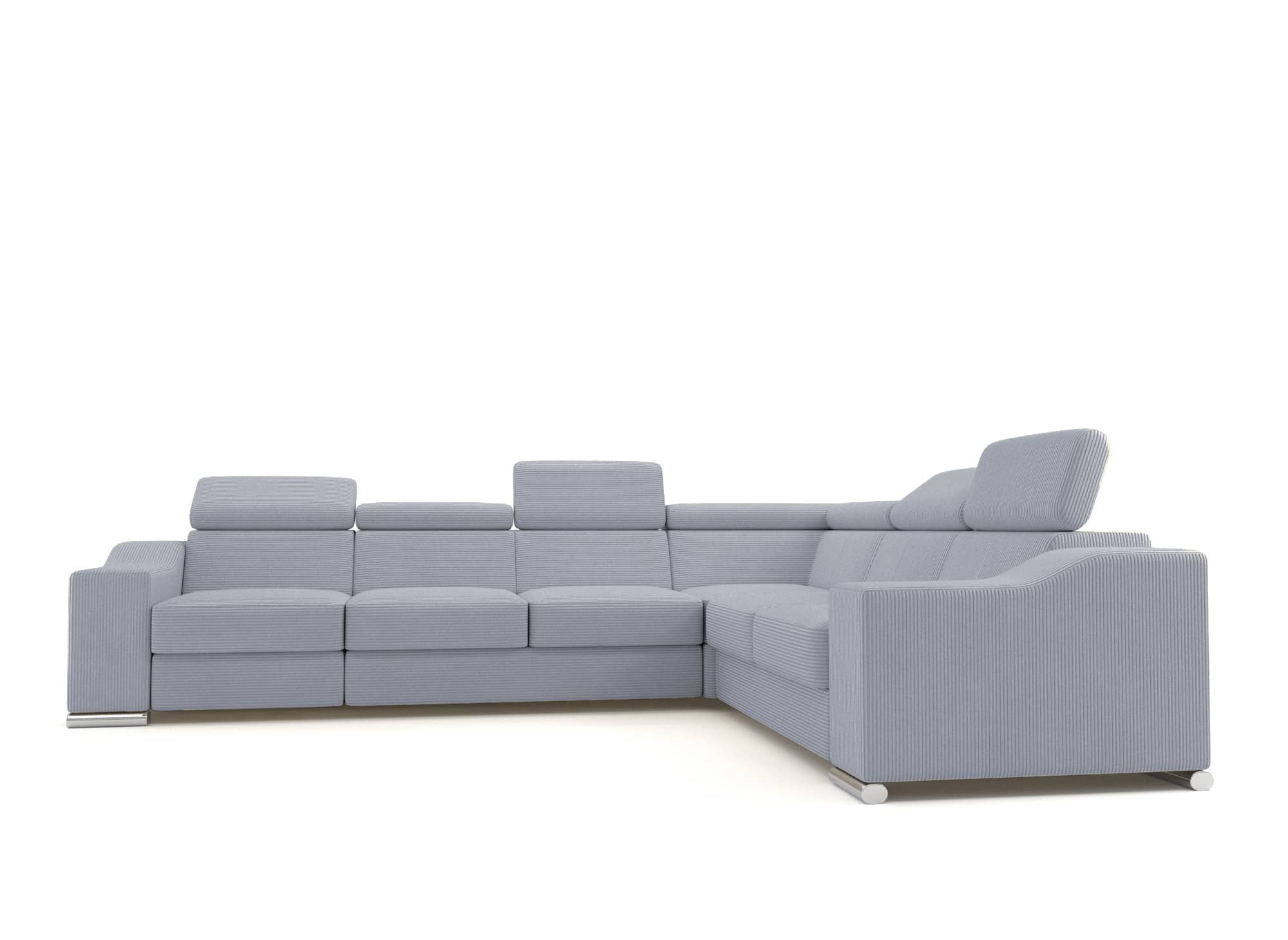 LEONIE Ecksofa aus hellgrauem Cord, wendbar