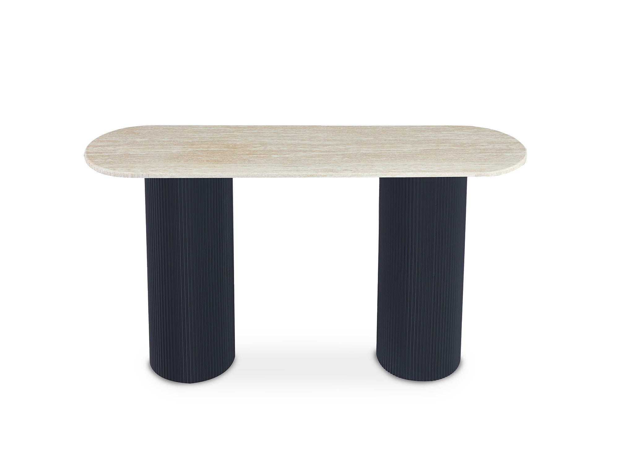 DHARA BLACK beige Verbundmarmorkonsole mit schwarzen Beinen