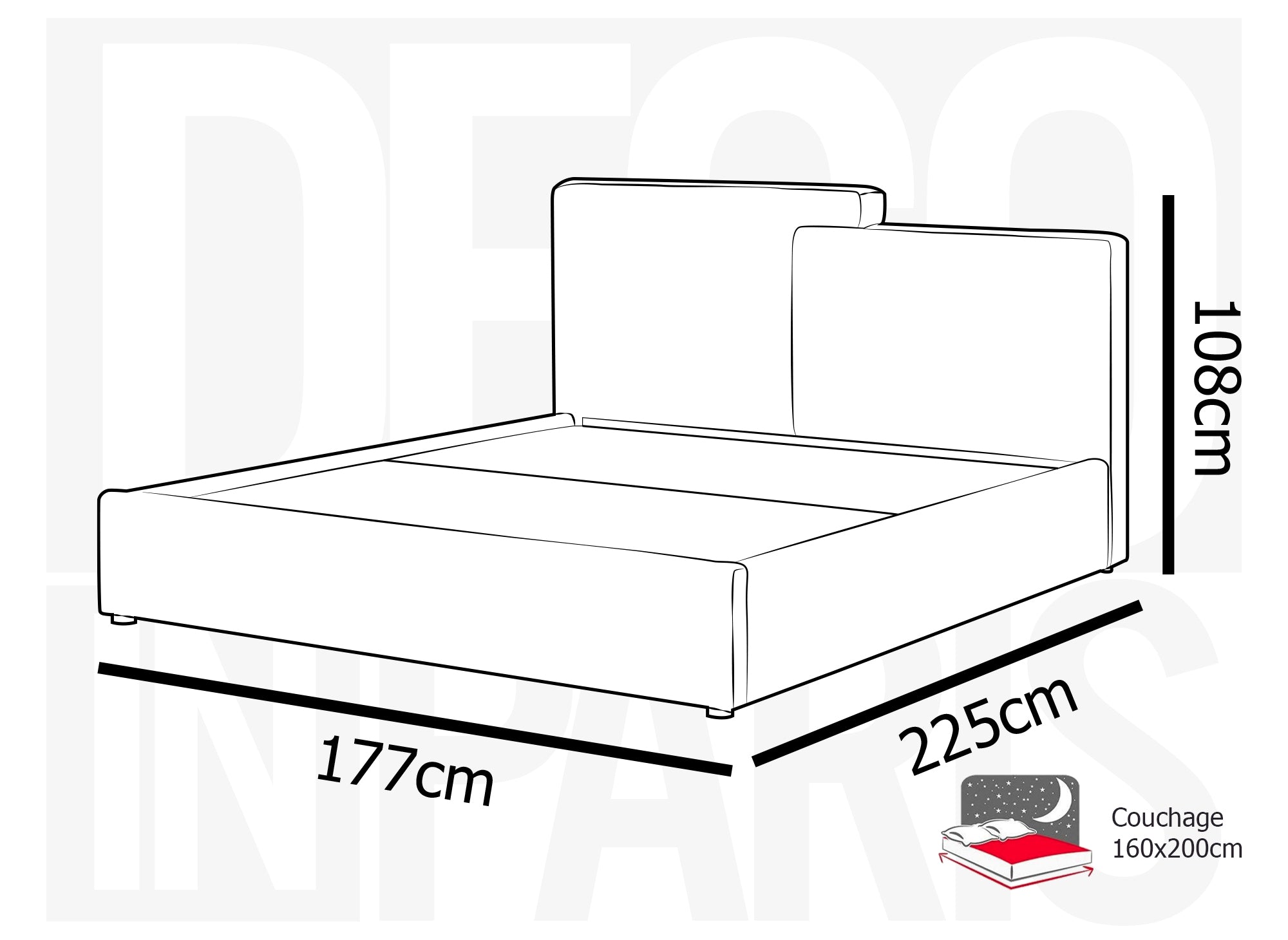 ZELIA Bett mit Stauraum aus Frottee, beige, 160 x 200 cm