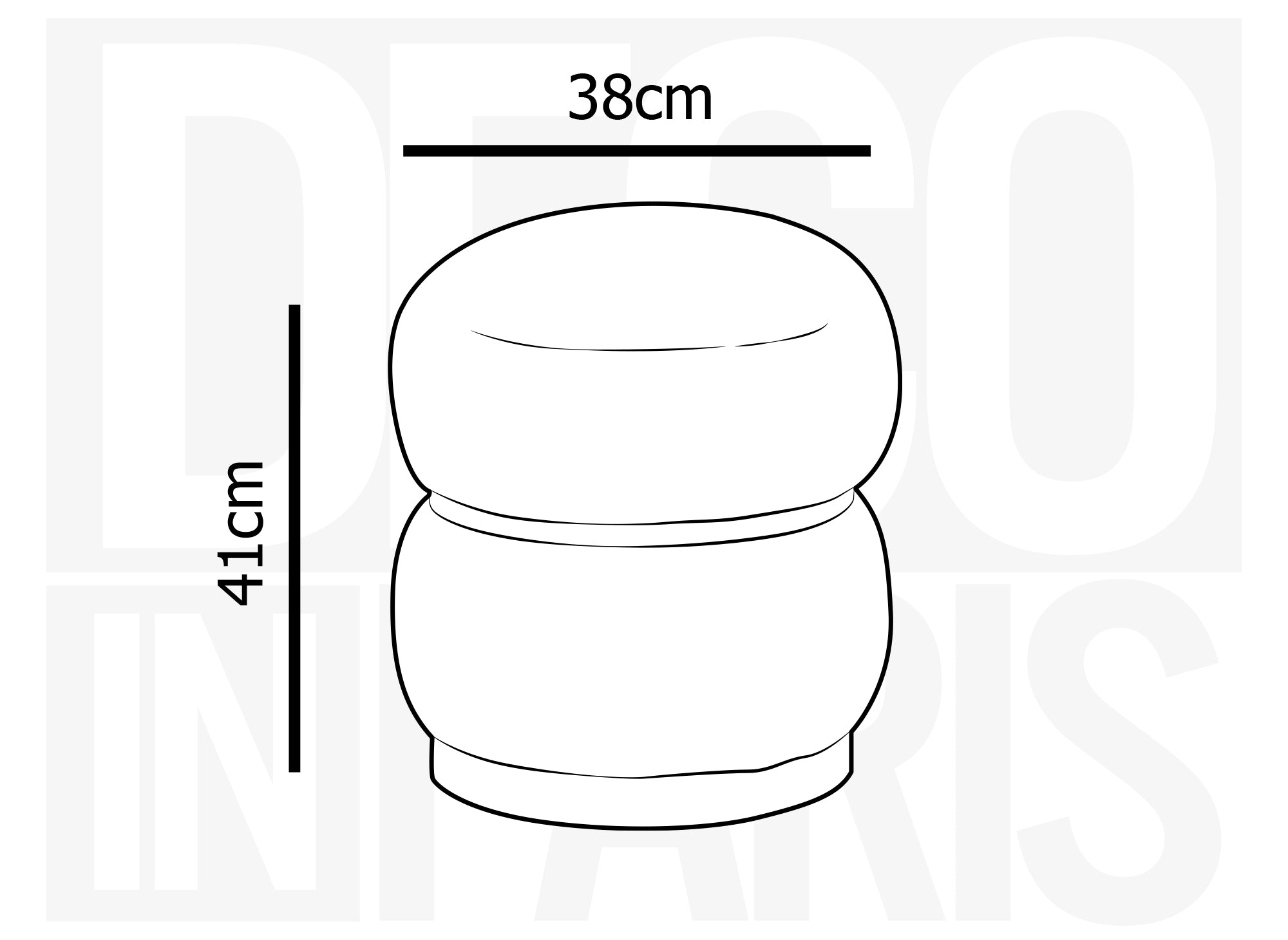 SNOW Designer-Pouf aus ecrufarbenem Stoff in Schaffelloptik und Holz