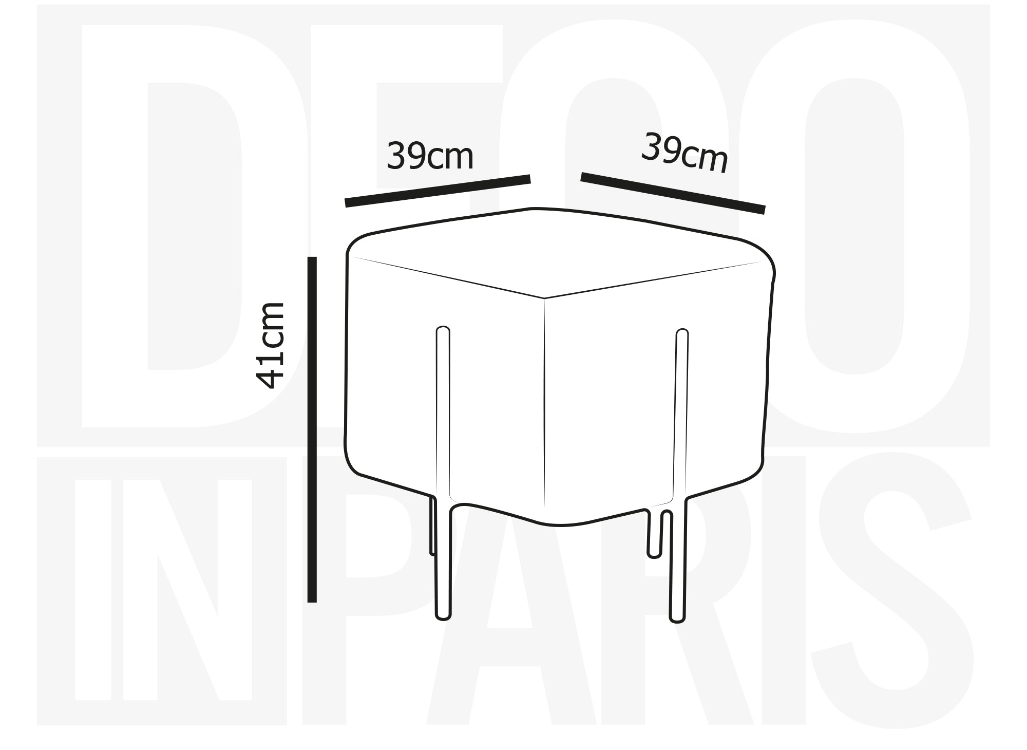 Quadratischer Pouf aus ecru-weißem Bouclé-Stoff und schwarzen Metallbeinen CUBIC