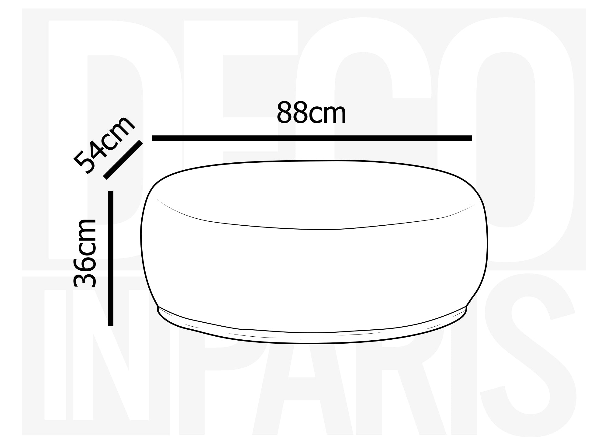 Ovaler Sitzpuff CALY aus ecruweißem Stoff in Schaffelloptik und Holz