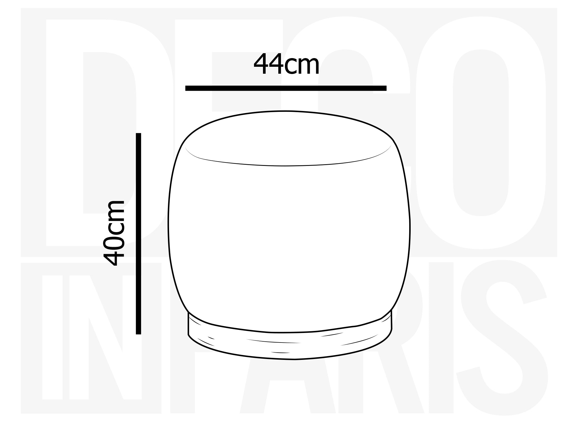 VALEA Pouf aus ecruweißem Stoff mit Schaffelleffekt und Holz