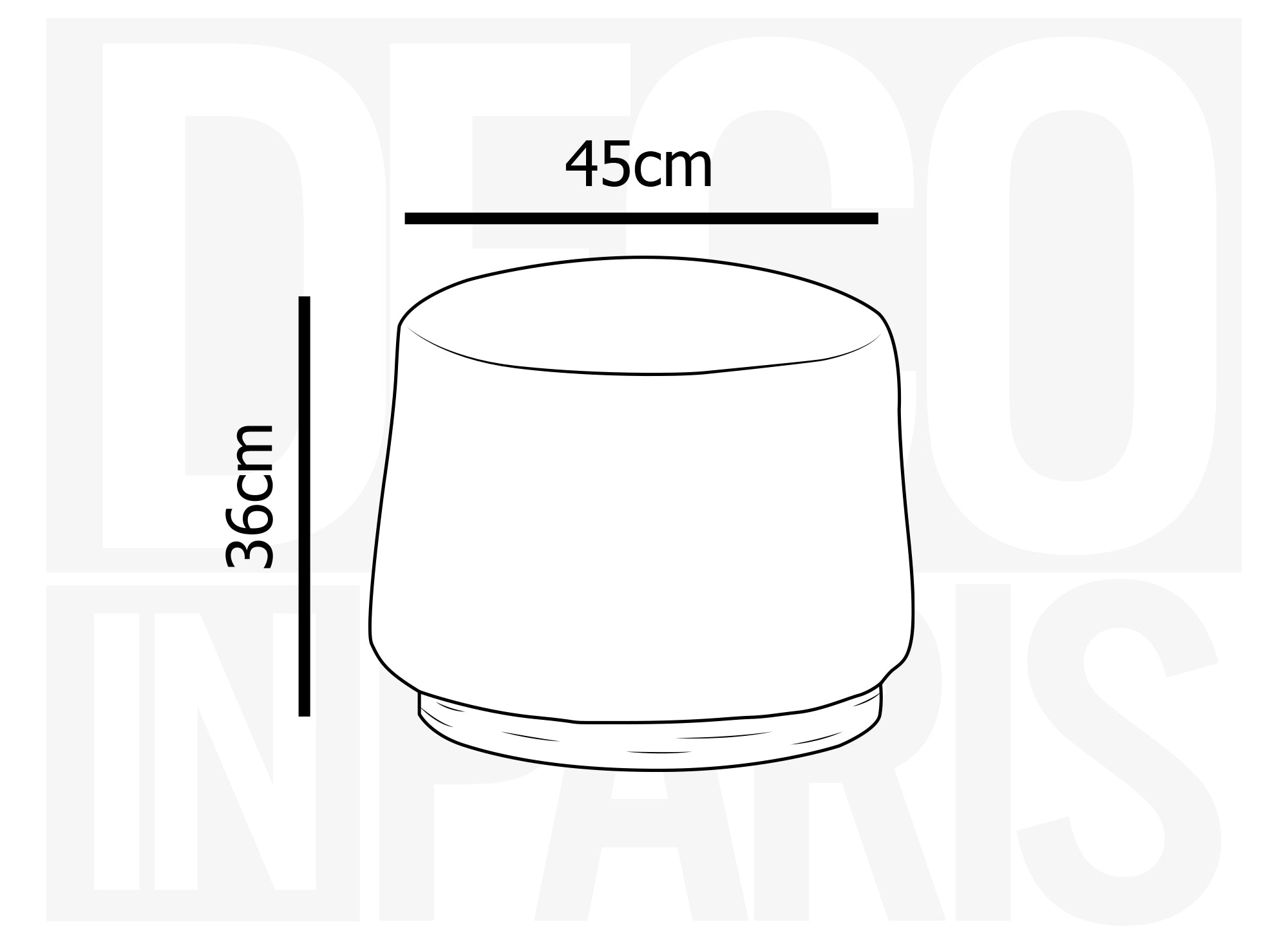 MELIA Designer-Pouf aus grauem Stoff in Schaffelloptik und Holz