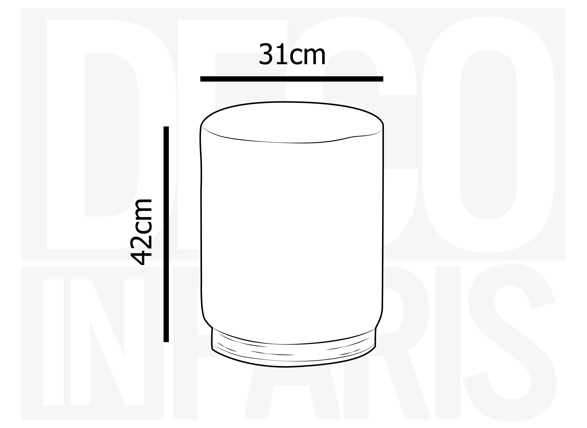 TANY Pouf aus ecru-weißem Stoff in Schaffelloptik und Holz