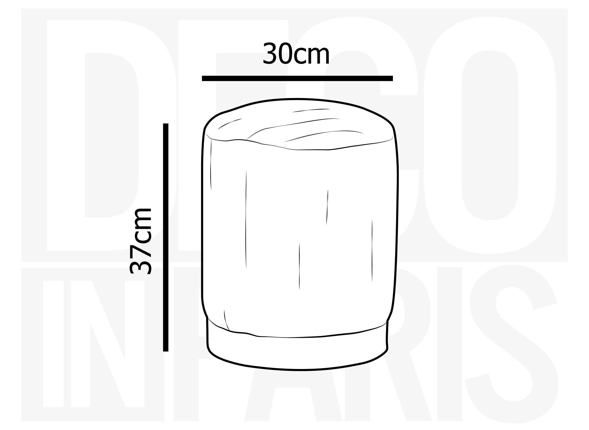 Designer-Pouf ROY aus grauem Cord und Holz