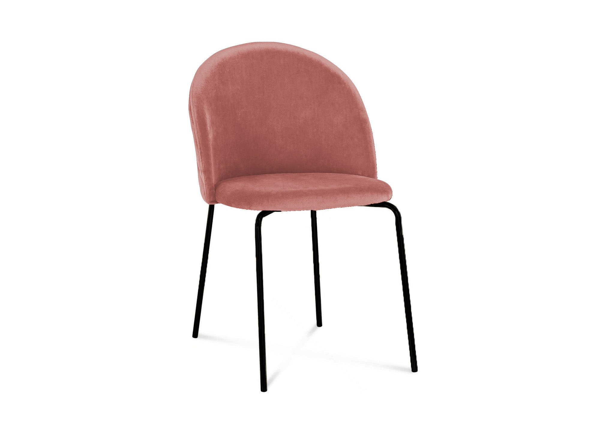 2er-Set Designerstühle aus rosa Samt mit schwarzen Beinen KENNETH