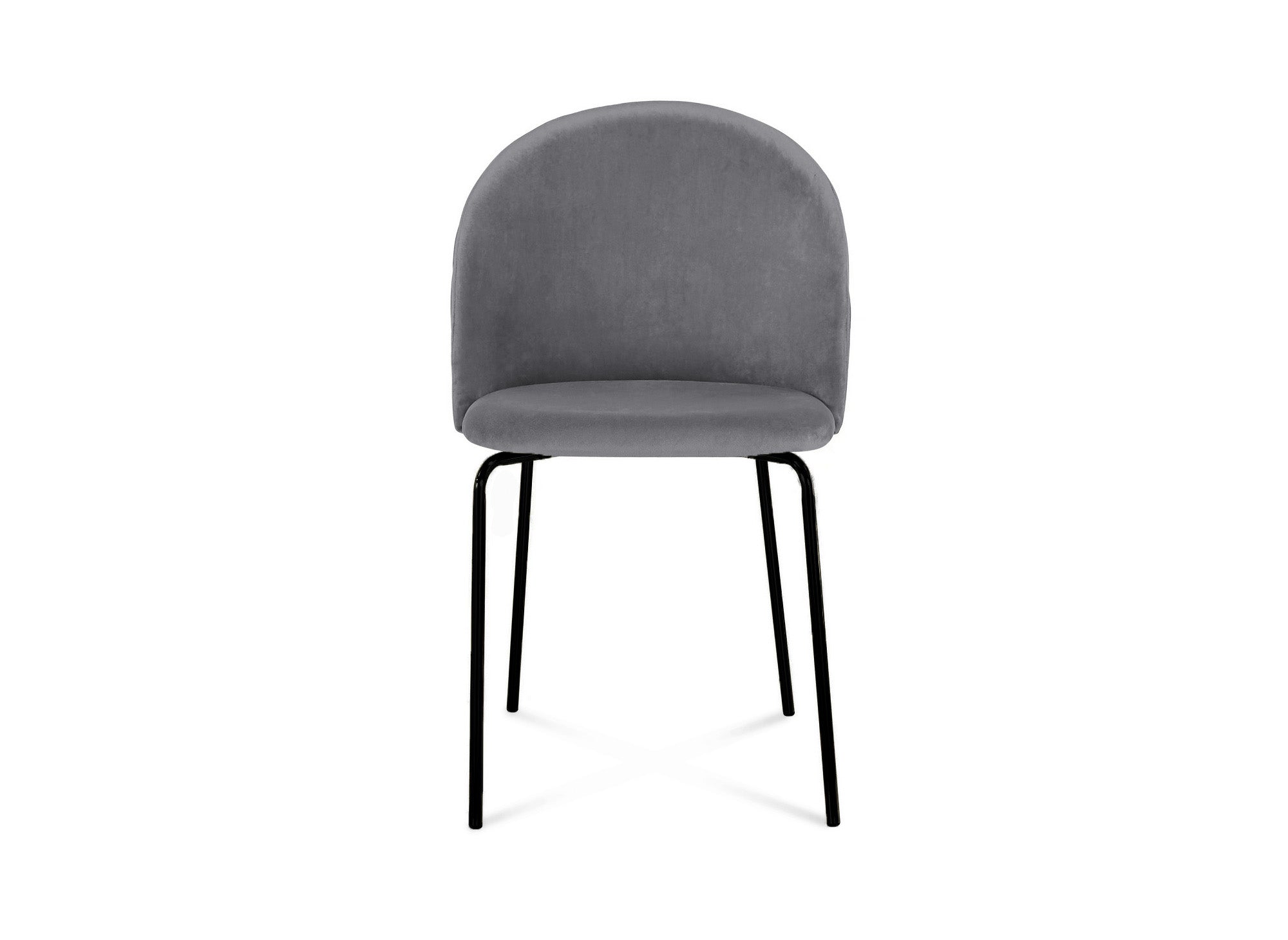 2er-Set Designerstühle aus grauem Samt mit schwarzen Beinen KENNETH