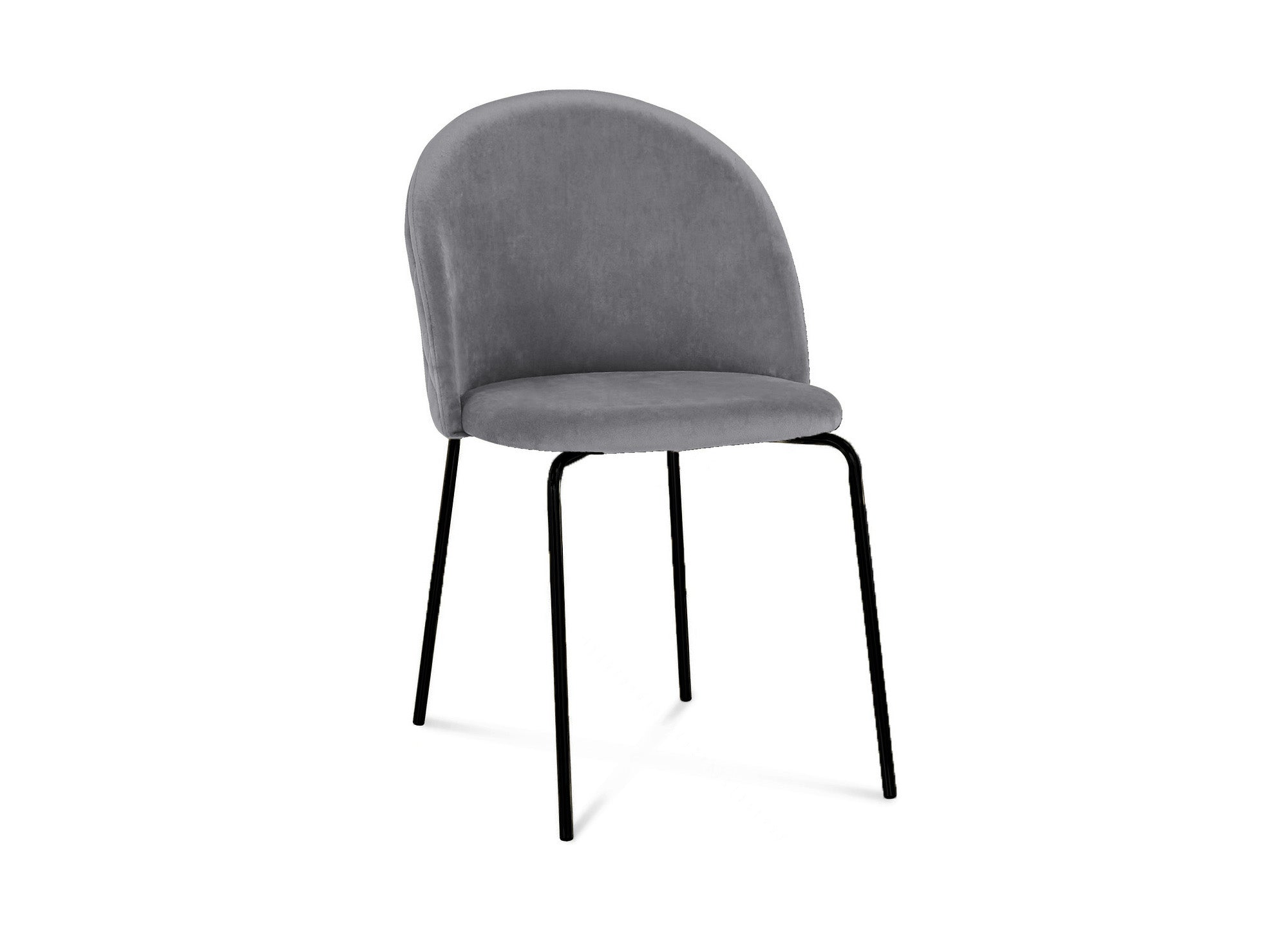 2er-Set Designerstühle aus grauem Samt mit schwarzen Beinen KENNETH