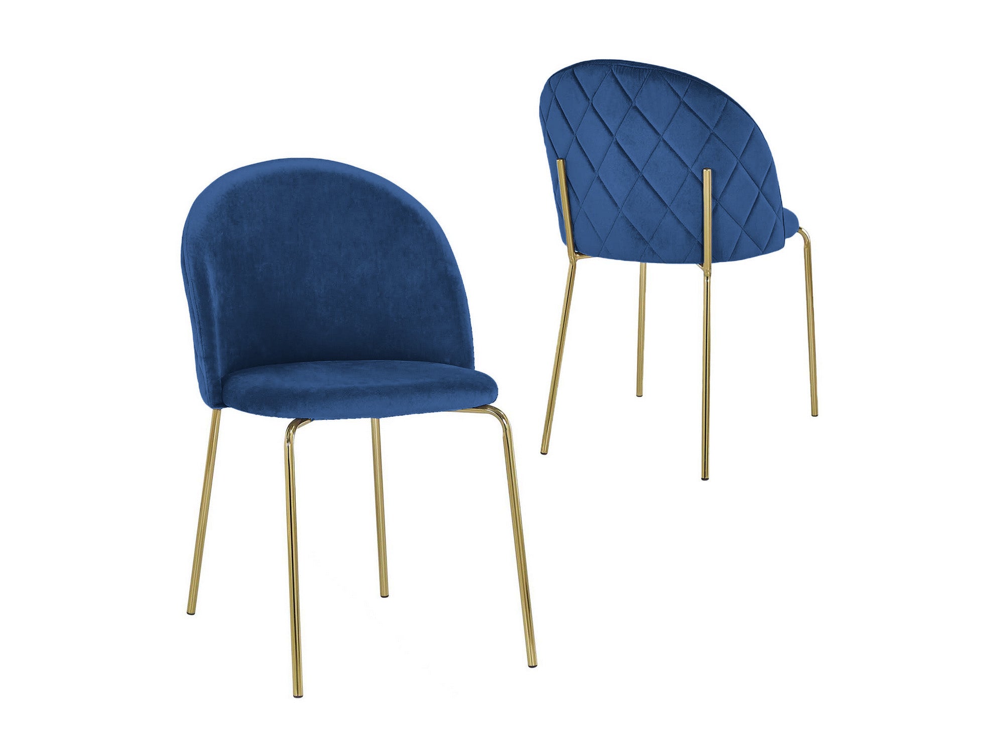 2er-Set KENNETH Designer-Stühle aus blauem Samt