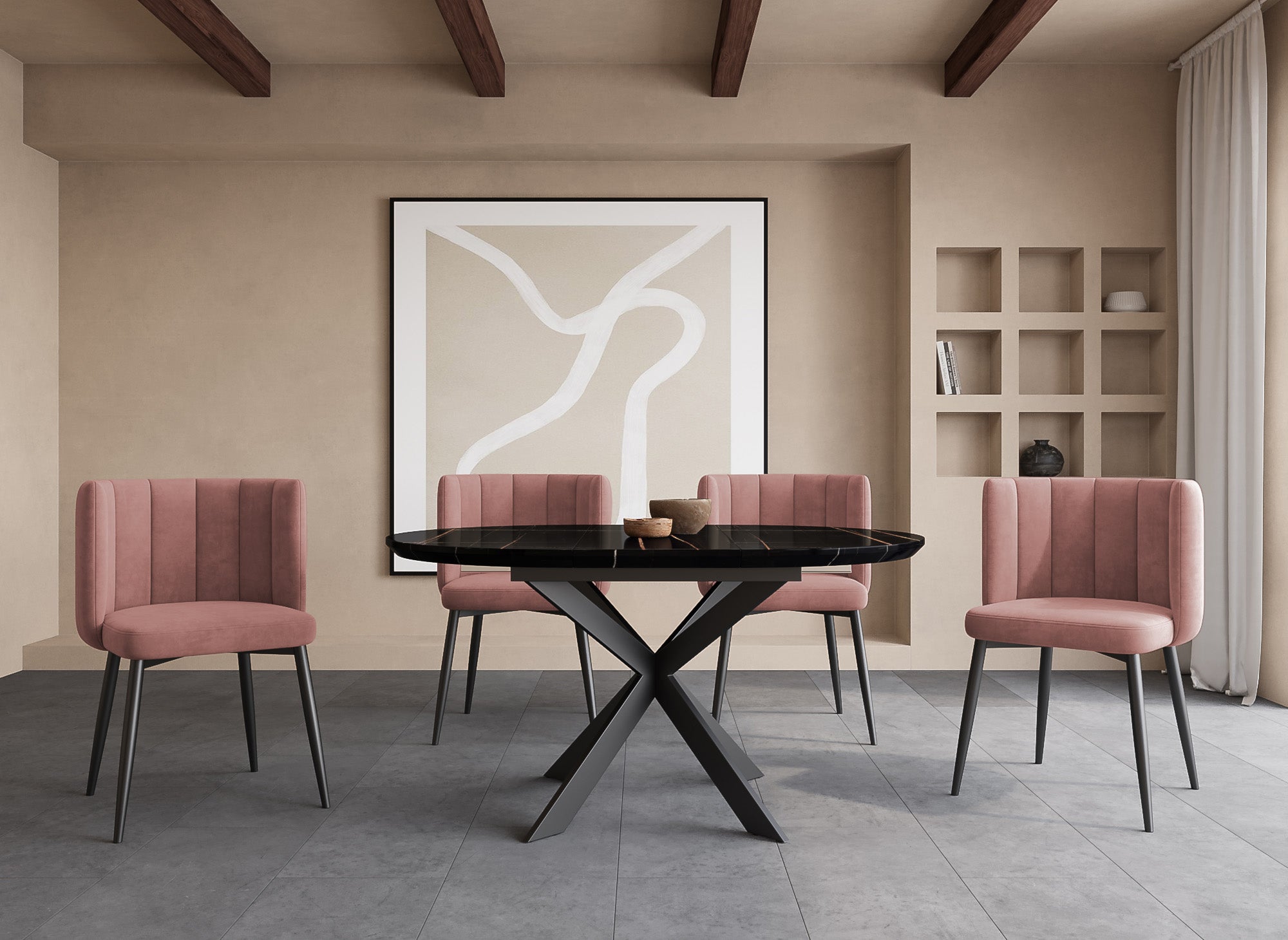 2er-Set Designer-Stühle DEBBY aus rosa Samt