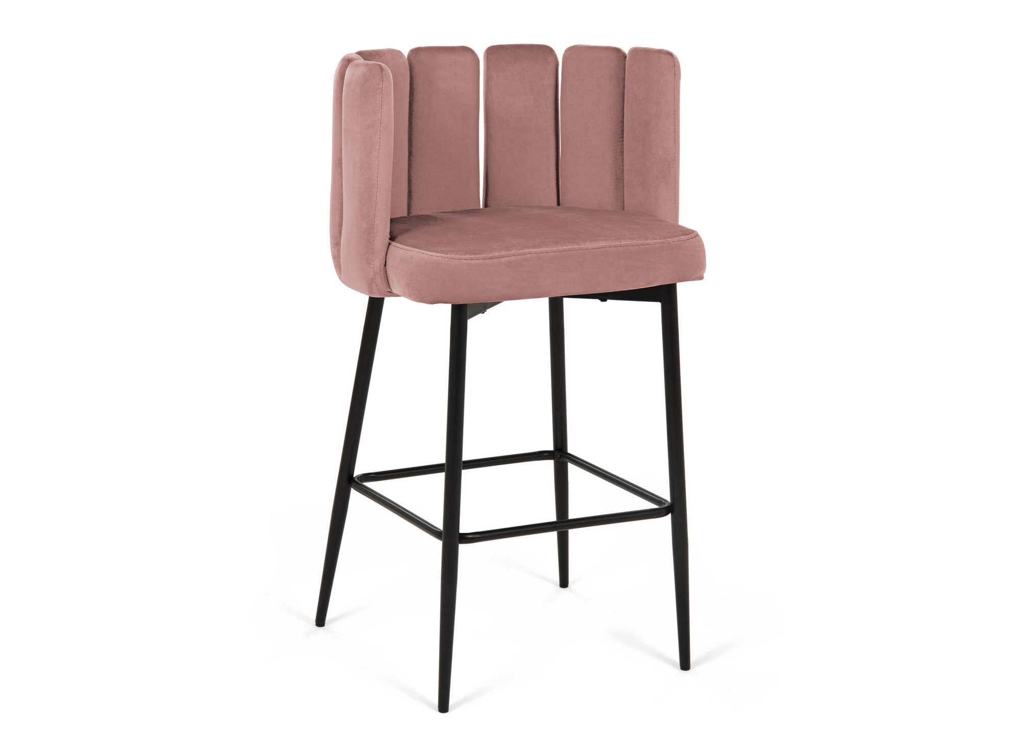 2er-Set Designer-Barhocker DEBBY aus rosa Samt