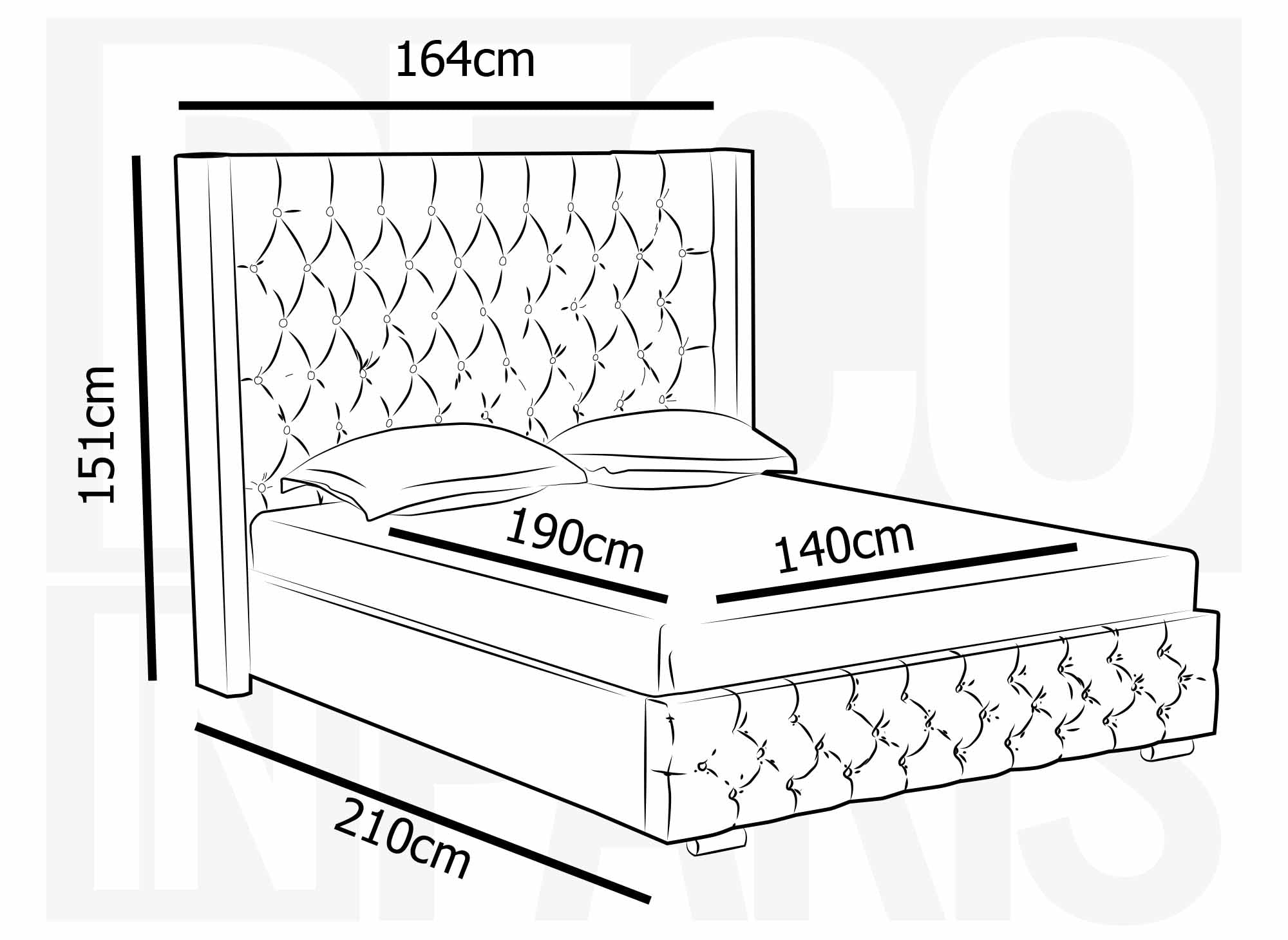 Beiges Samtbett mit Stauraum 140x190 cm MAXI