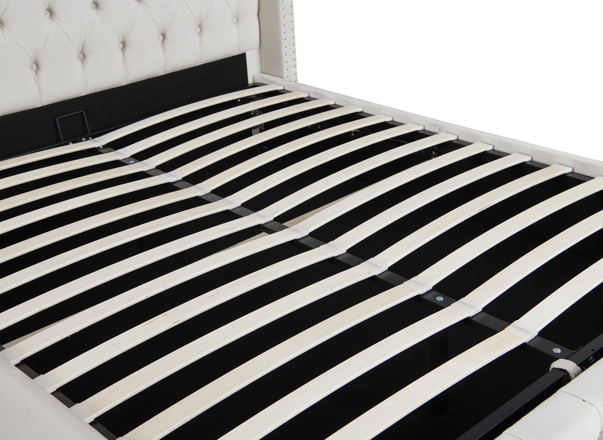 Beiges Samtbett mit Stauraum 140x190 cm MAXI