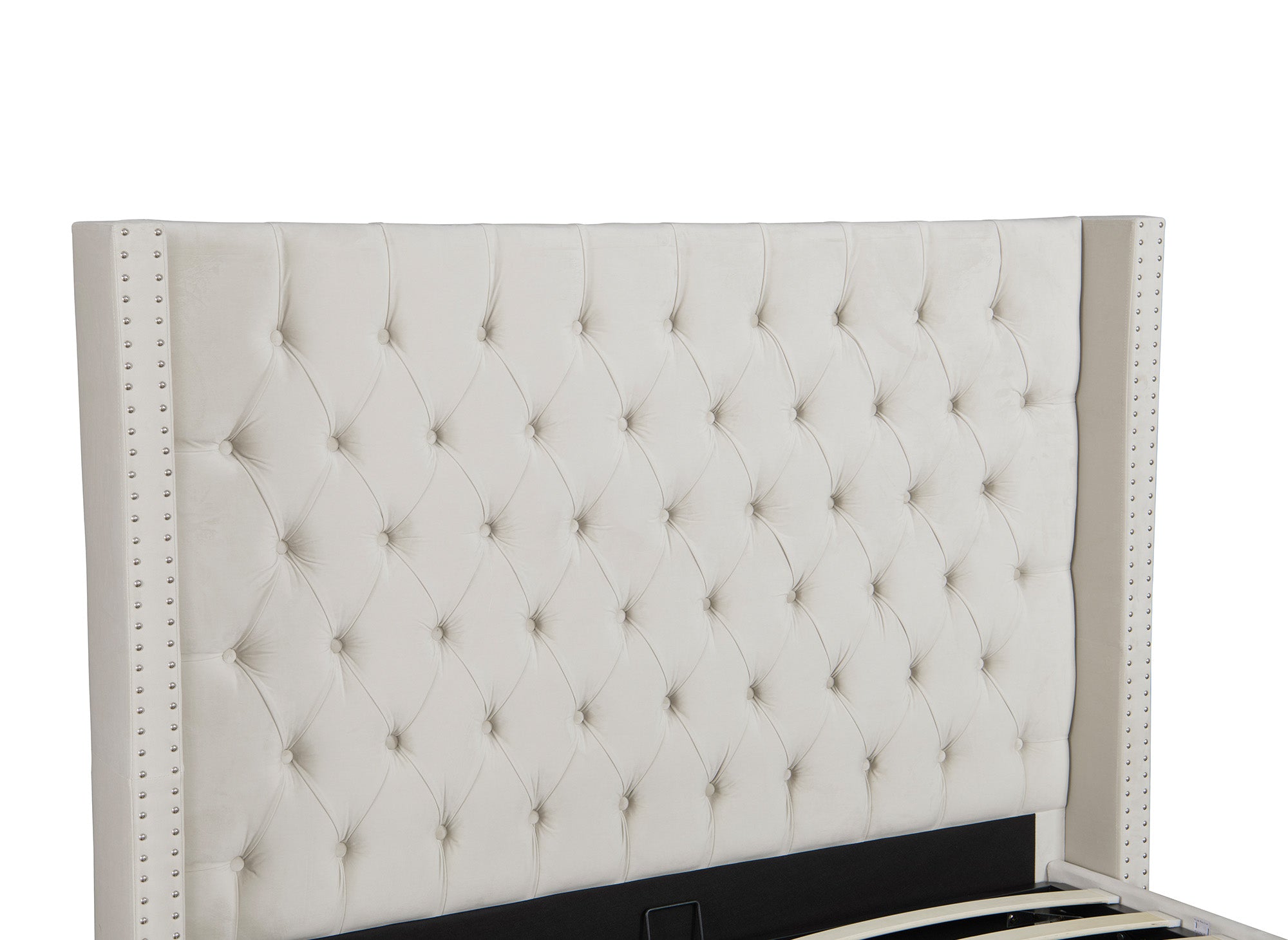 Beiges Samtbett mit Stauraum 140x190 cm MAXI