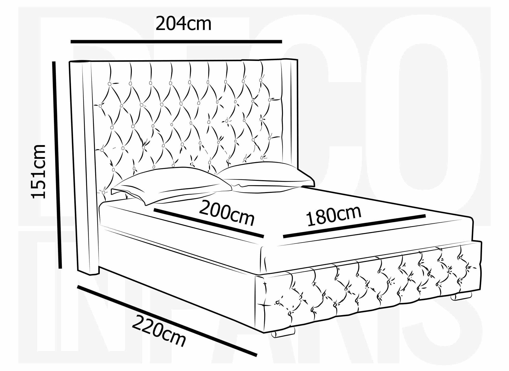 Beiges Samtbett mit Stauraum 180x200 cm MAXI