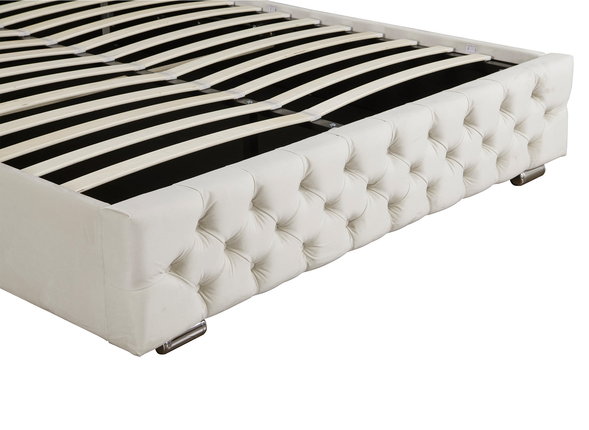 Beiges Samtbett mit Stauraum 180x200 cm MAXI