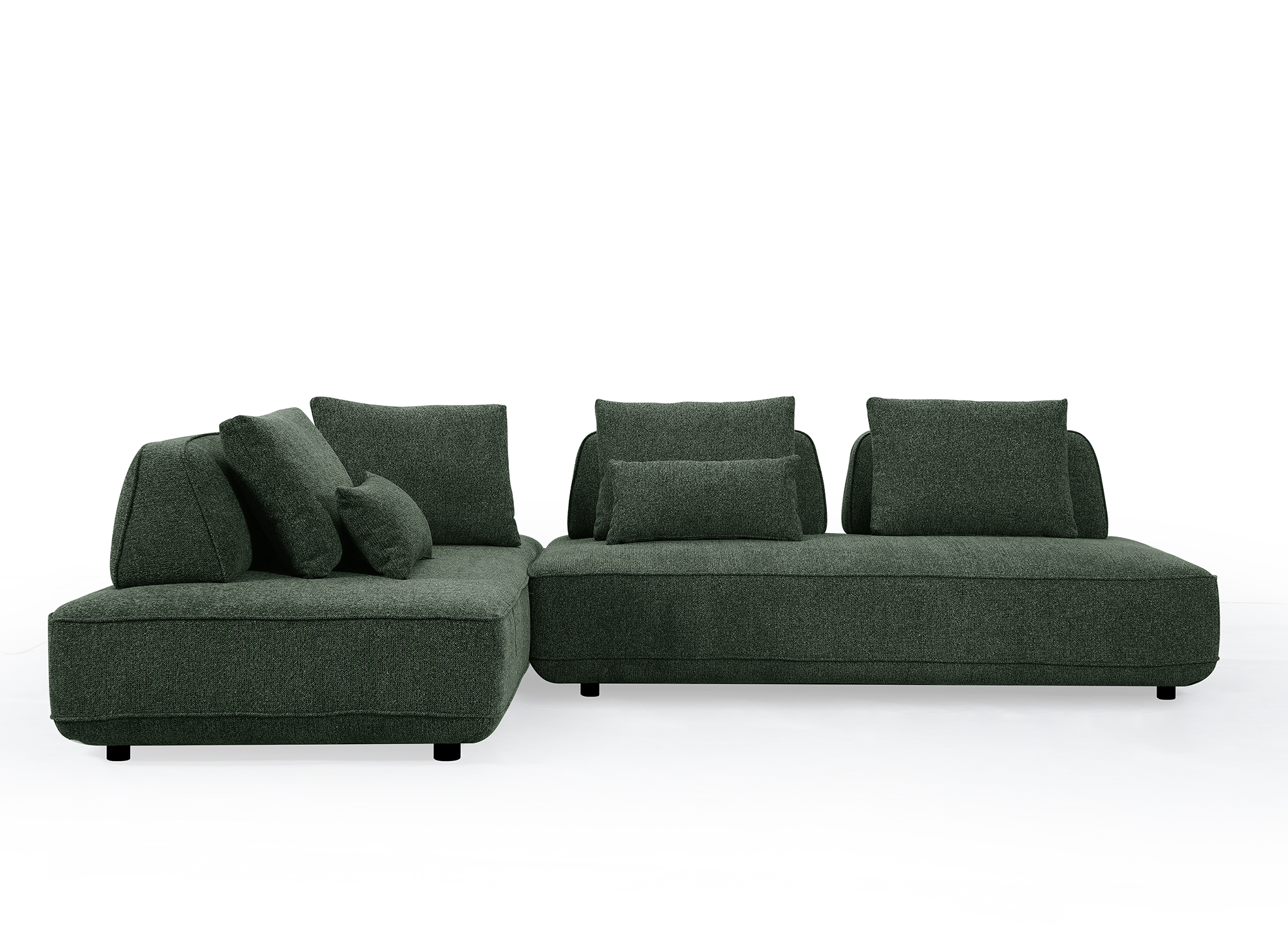 Wende-Ecksofa ISAORA aus khakigrünem Bouclé-Stoff