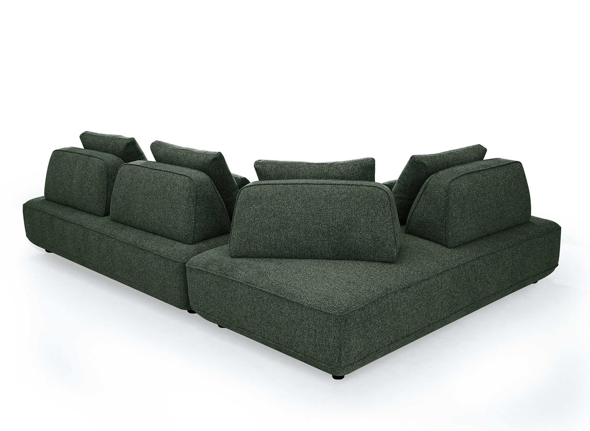 Wende-Ecksofa ISAORA aus khakigrünem Bouclé-Stoff