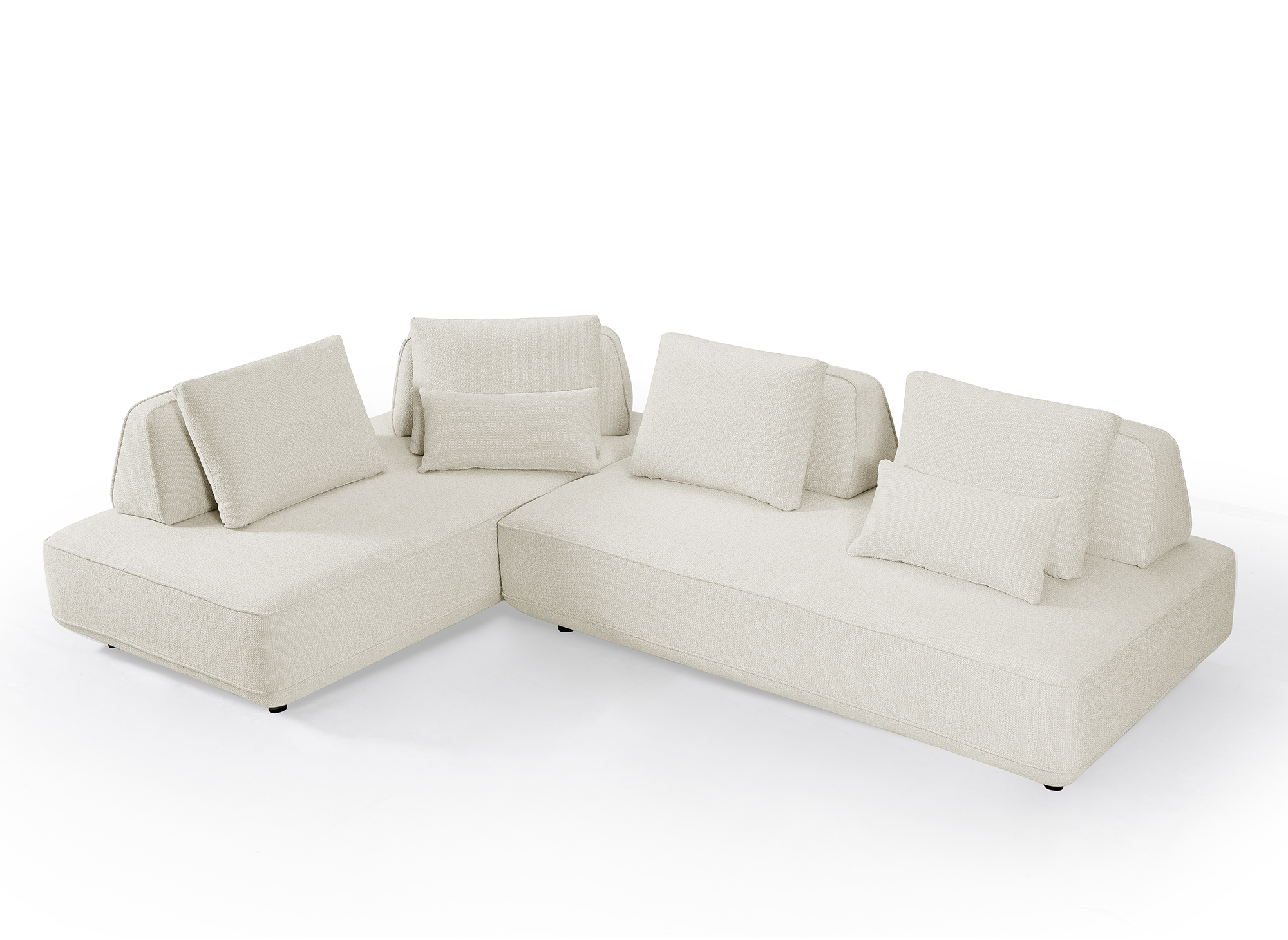 Wende-Ecksofa ISAORA aus beigem Bouclé-Stoff