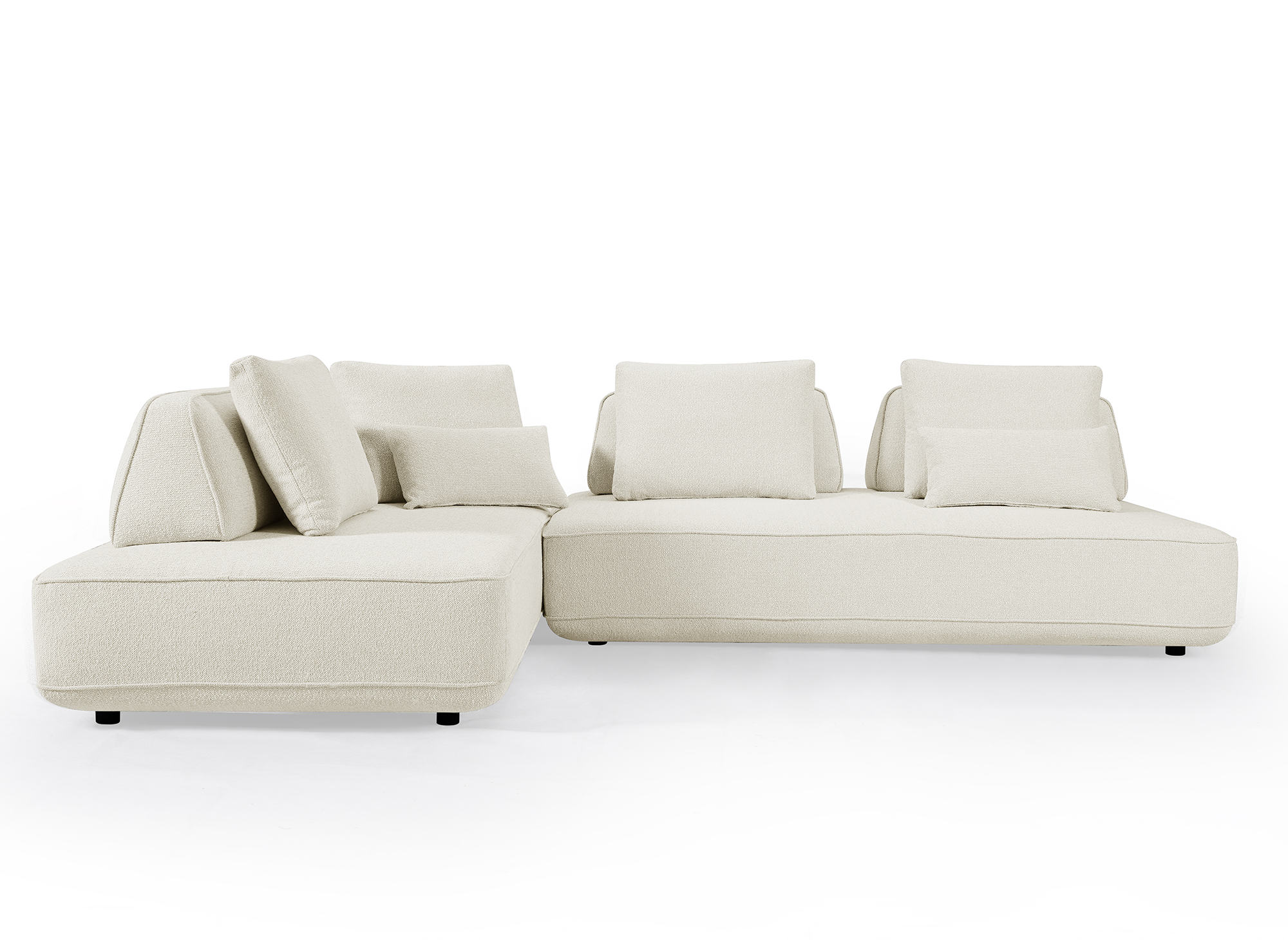 Wende-Ecksofa ISAORA aus beigem Bouclé-Stoff