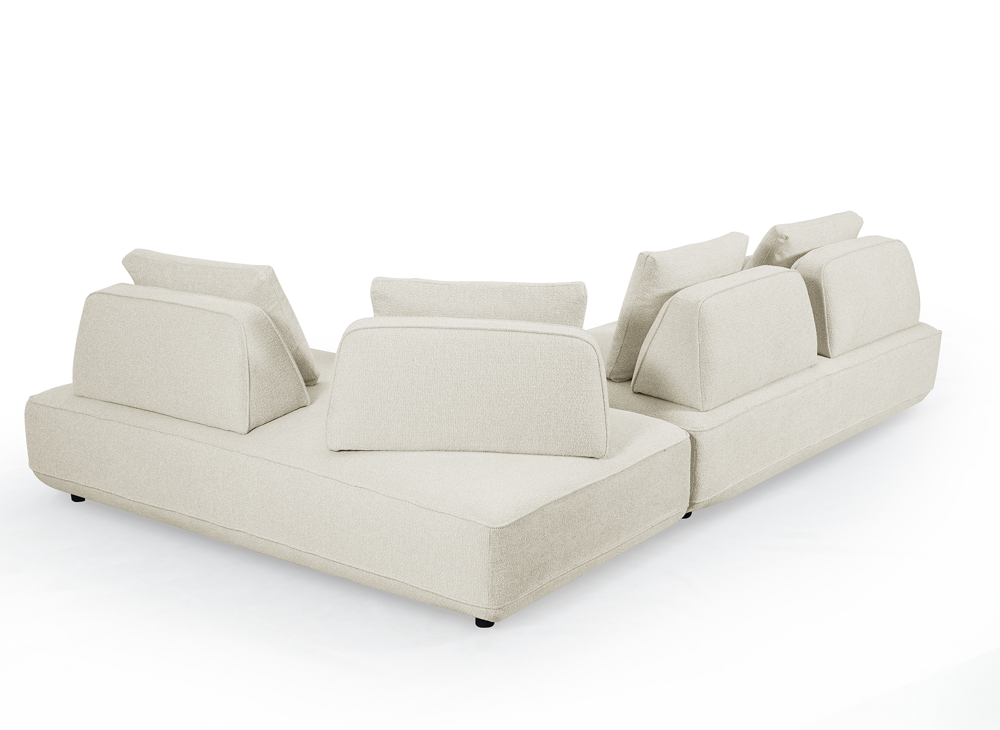 Wende-Ecksofa ISAORA aus beigem Bouclé-Stoff