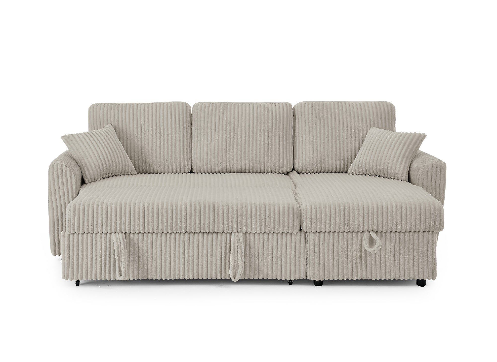 ADRYEN umwandelbares und wendbares Ecksofa mit Stauraum aus dickem Taupe-Cord