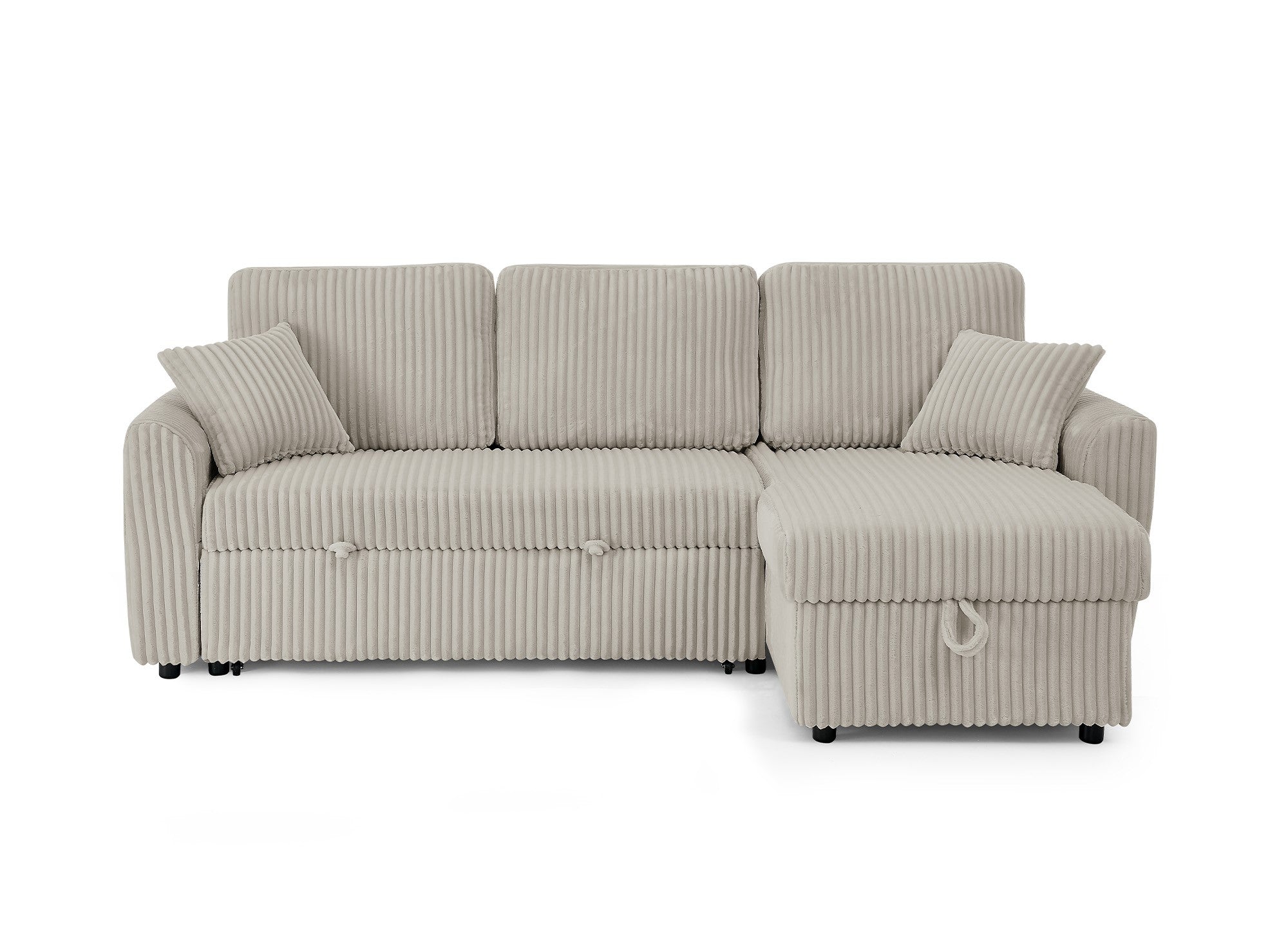 ADRYEN umwandelbares und wendbares Ecksofa mit Stauraum aus dickem Taupe-Cord