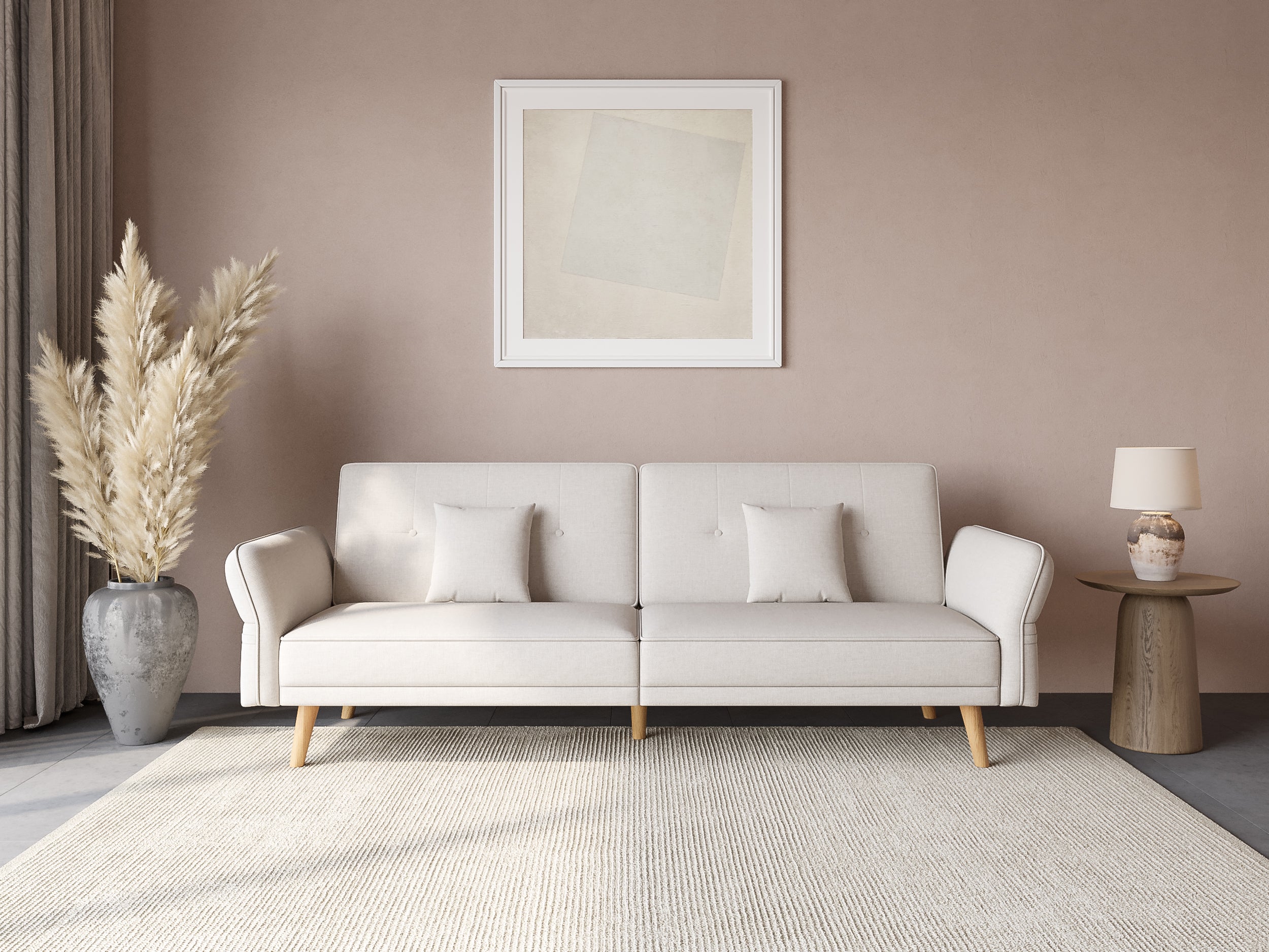 CHILI 3-Sitzer-Schlafsofa aus beigefarbenem Stoff