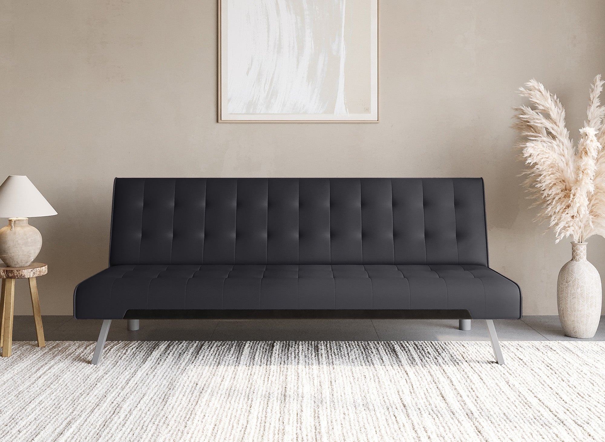 Schwarzes gepolstertes Designer-Schlafsofa KEDY