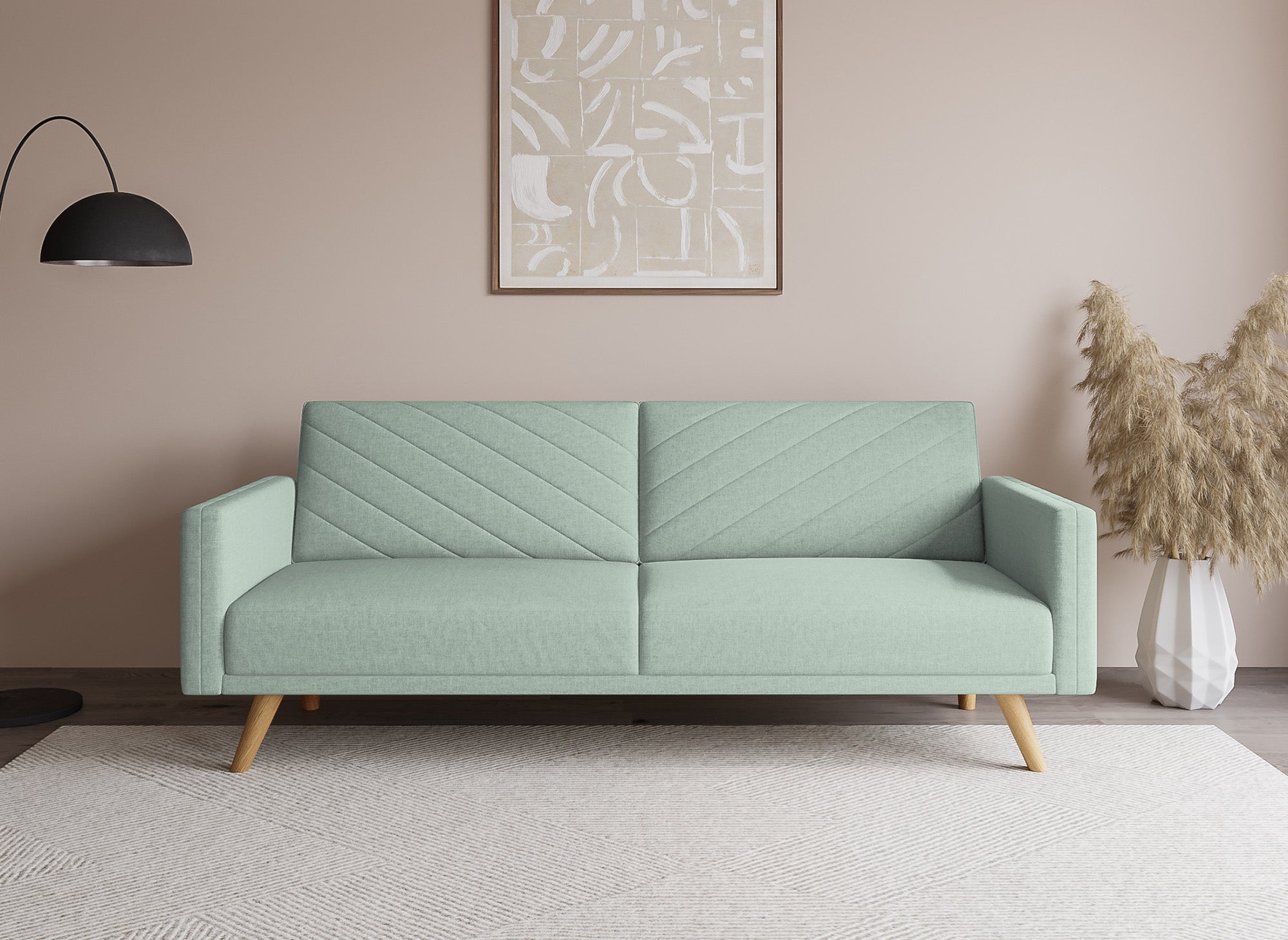 BALDER Skandinavisches umwandelbares 3-Sitzer-Sofa aus wassergrünem Stoff