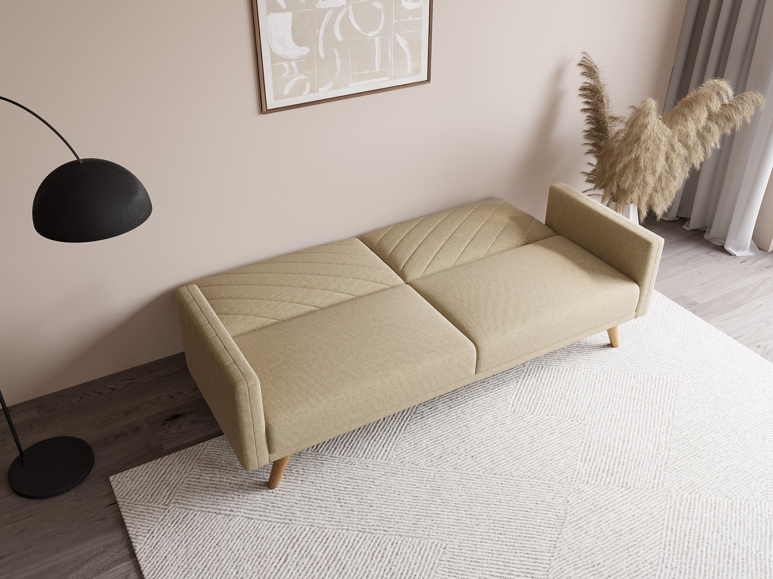 BALDER Skandinavisches 3-Sitzer-Sofa aus beigem Stoff