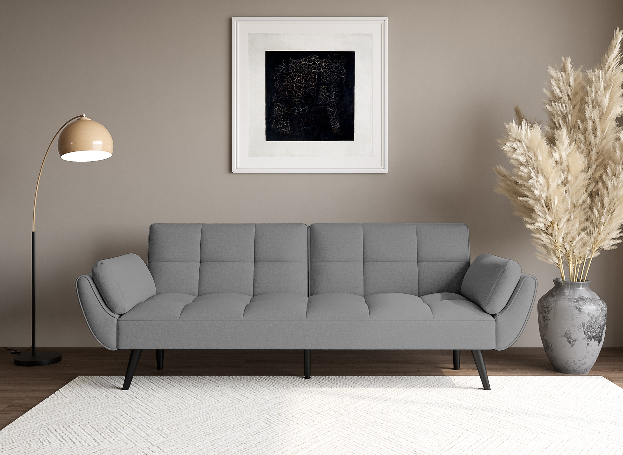 NARA 3-Sitzer-Schlafsofa aus hellgrauem Stoff