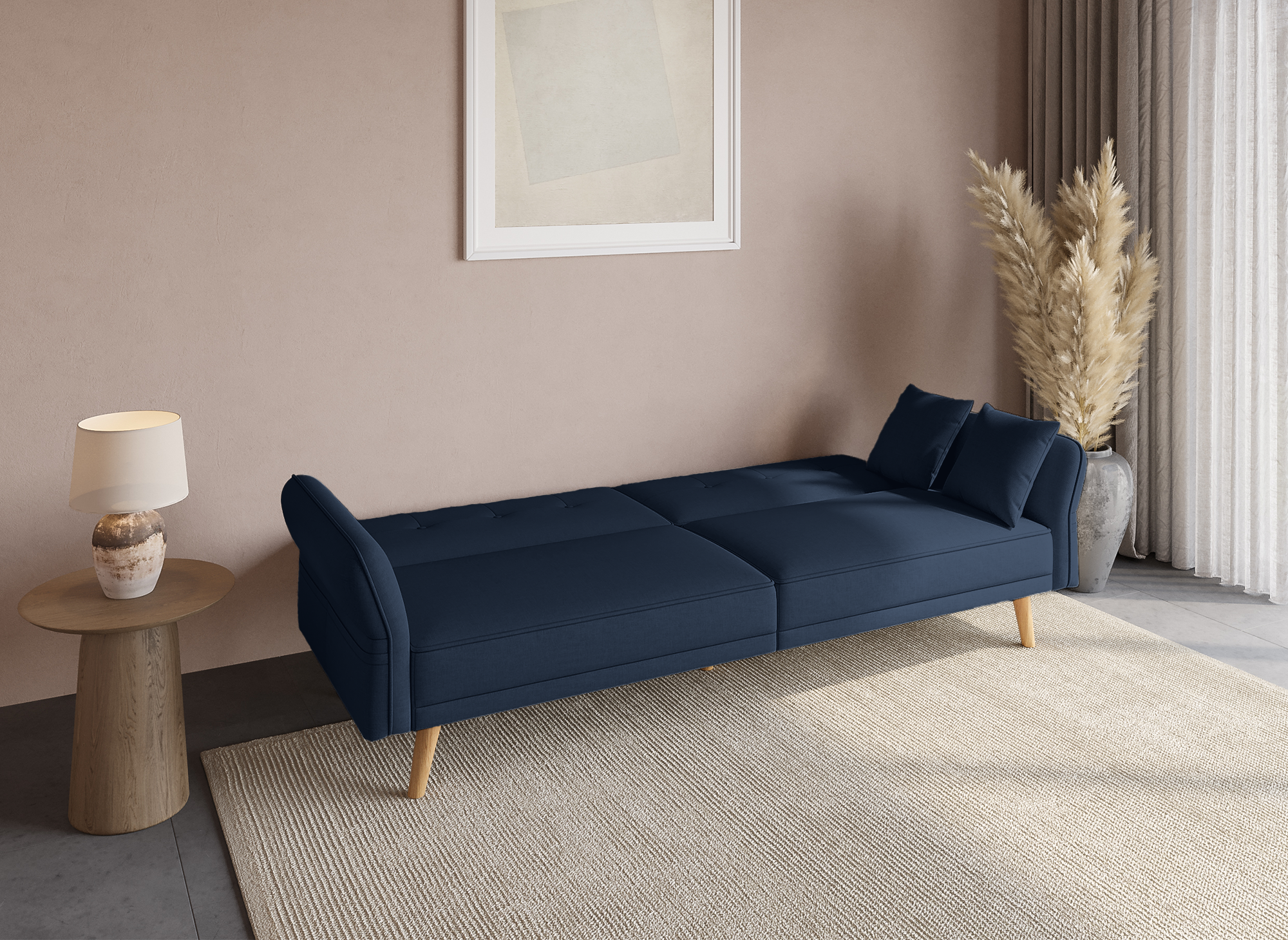 CHILI 3-Sitzer-Schlafsofa aus blauem Stoff