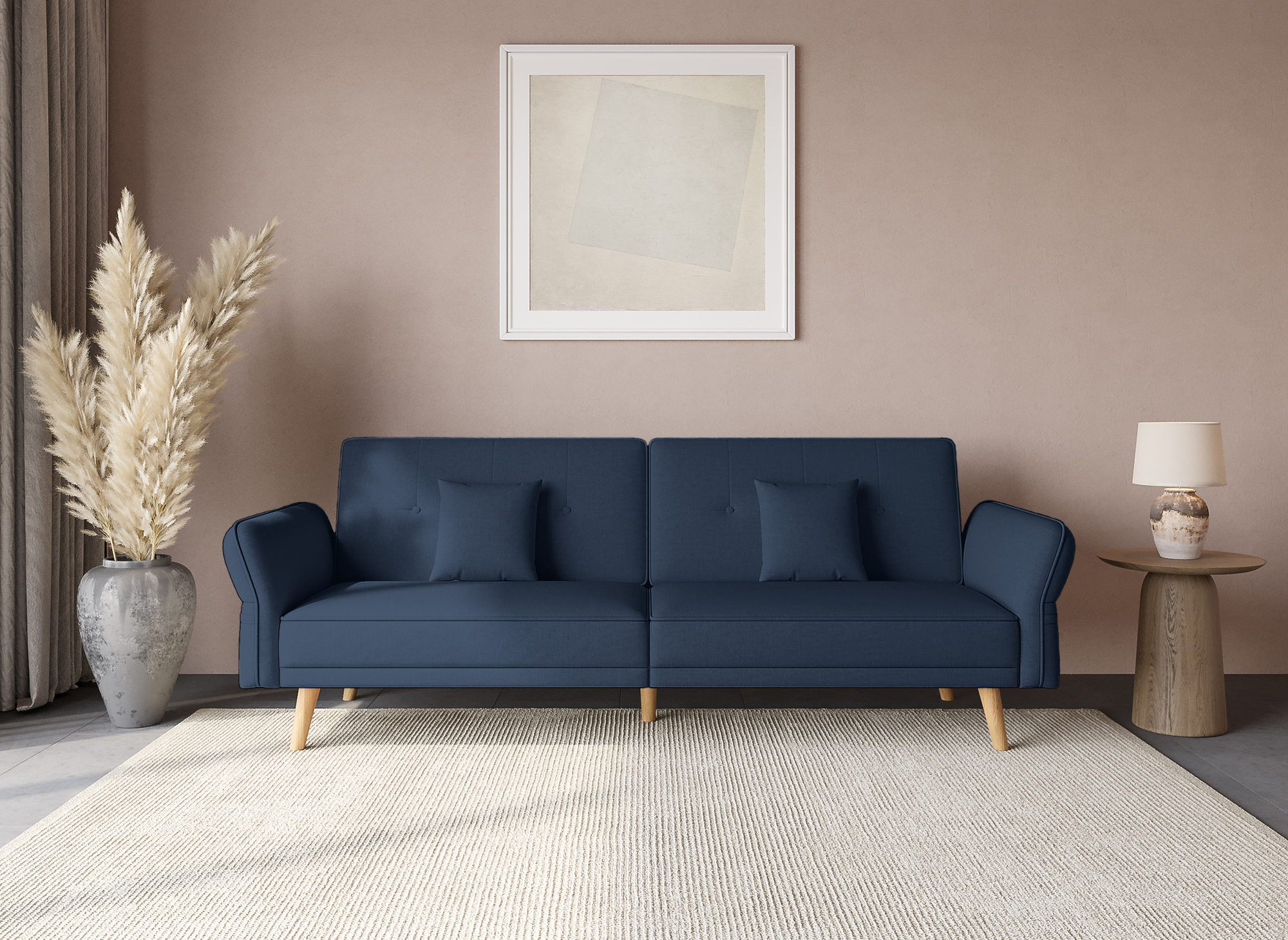 CHILI 3-Sitzer-Schlafsofa aus blauem Stoff