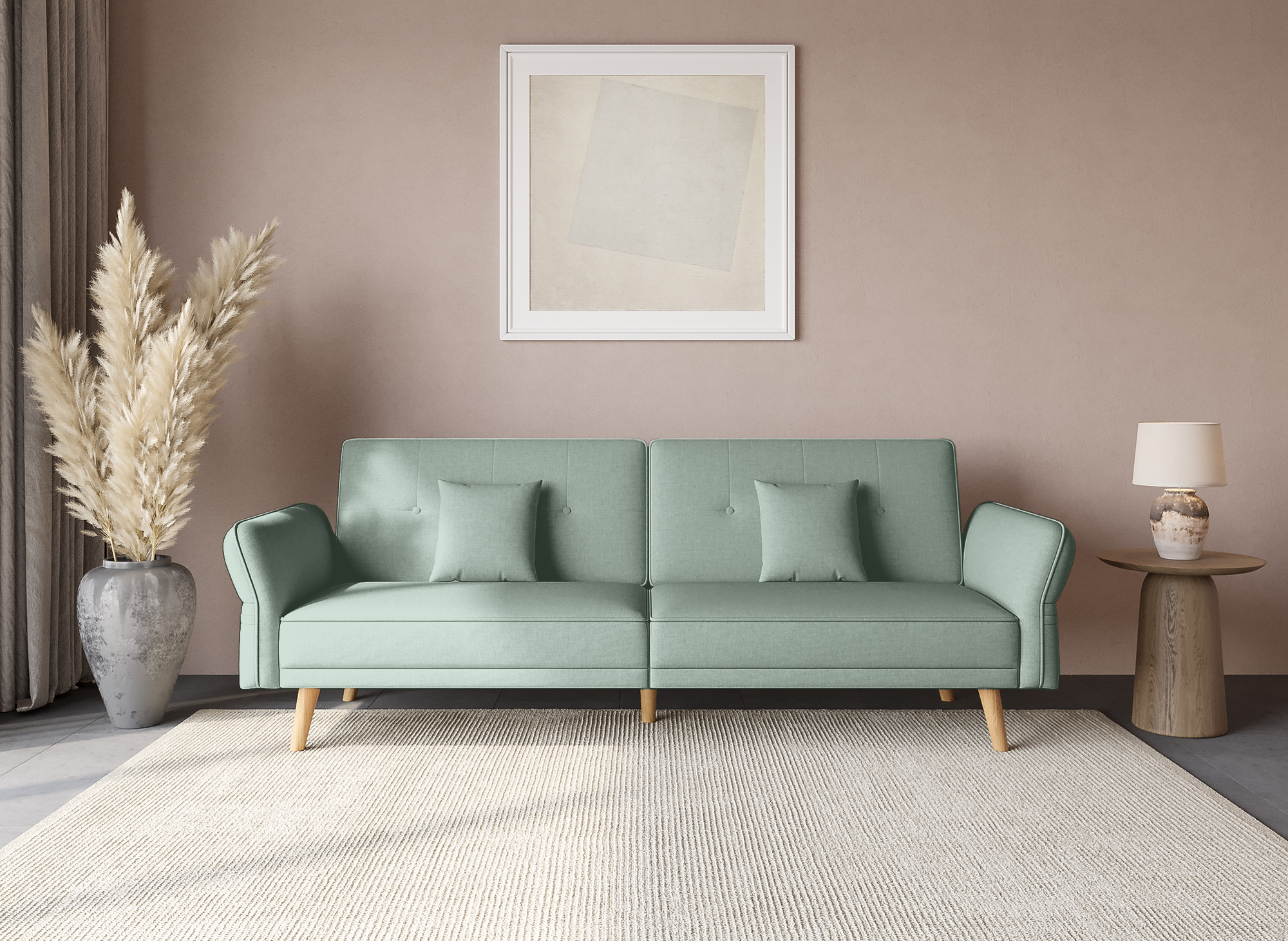 CHILI 3-Sitzer-Schlafsofa aus wassergrünem Stoff