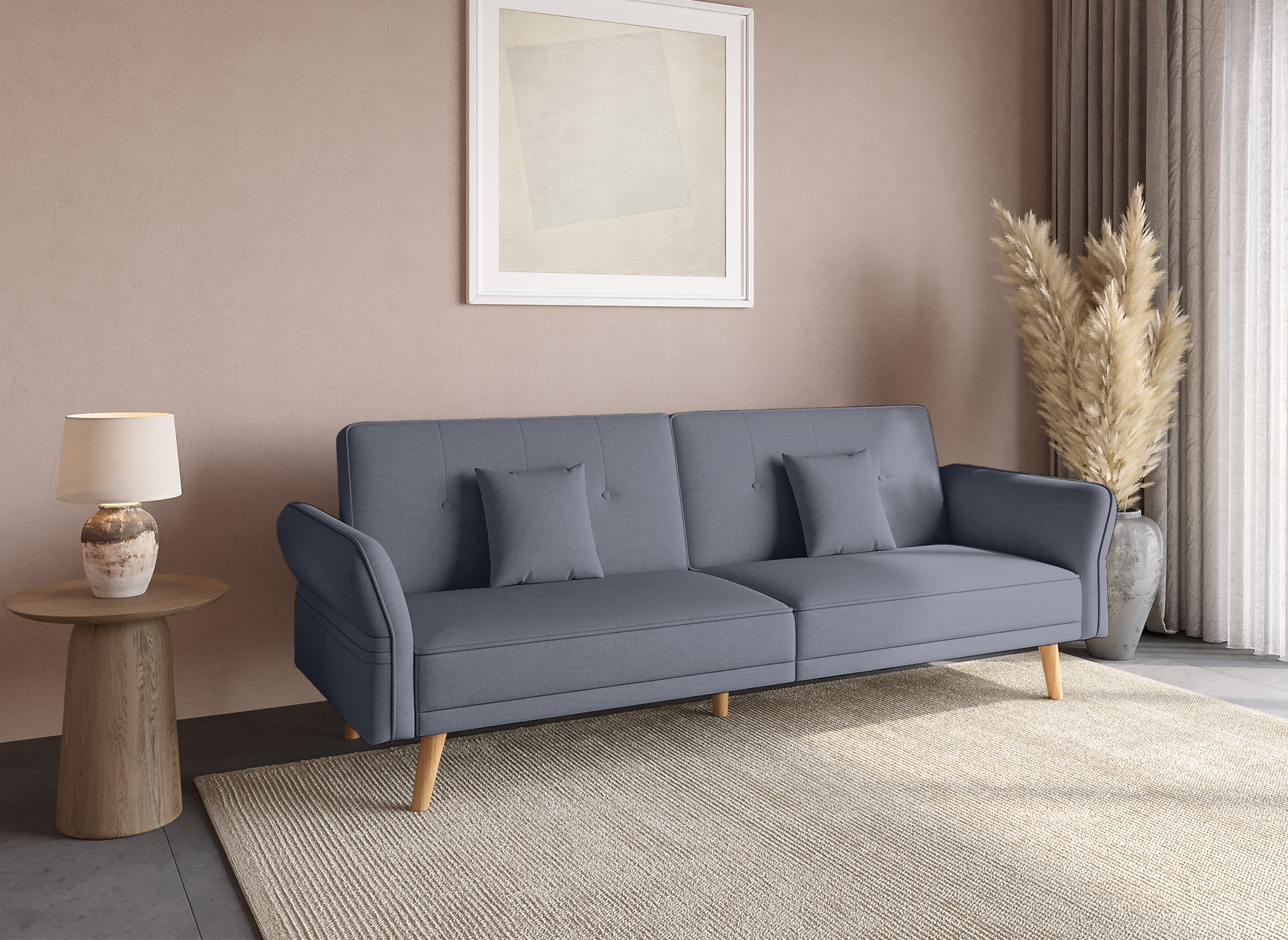 CHILI 3-Sitzer-Schlafsofa aus grauem Stoff