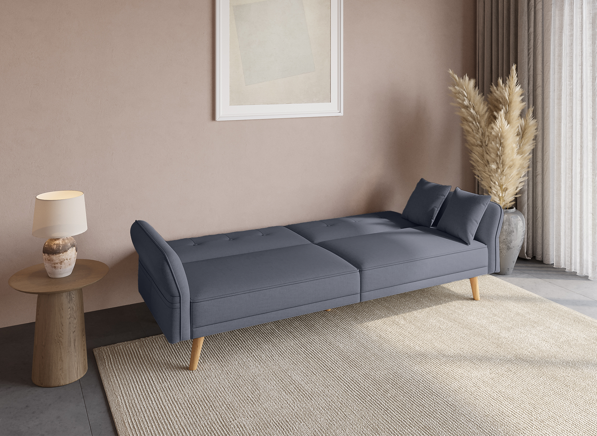 CHILI 3-Sitzer-Schlafsofa aus grauem Stoff