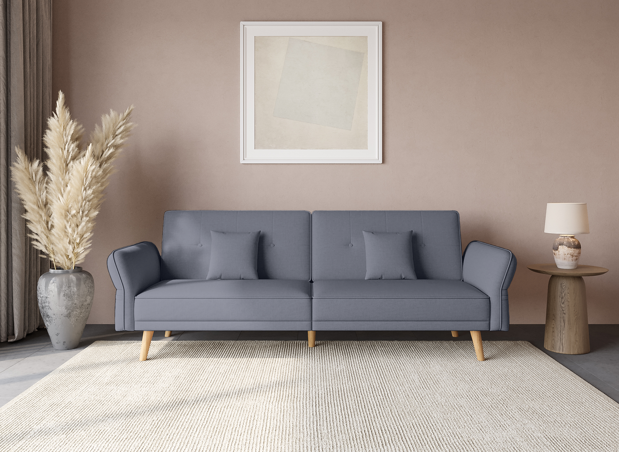 CHILI 3-Sitzer-Schlafsofa aus grauem Stoff