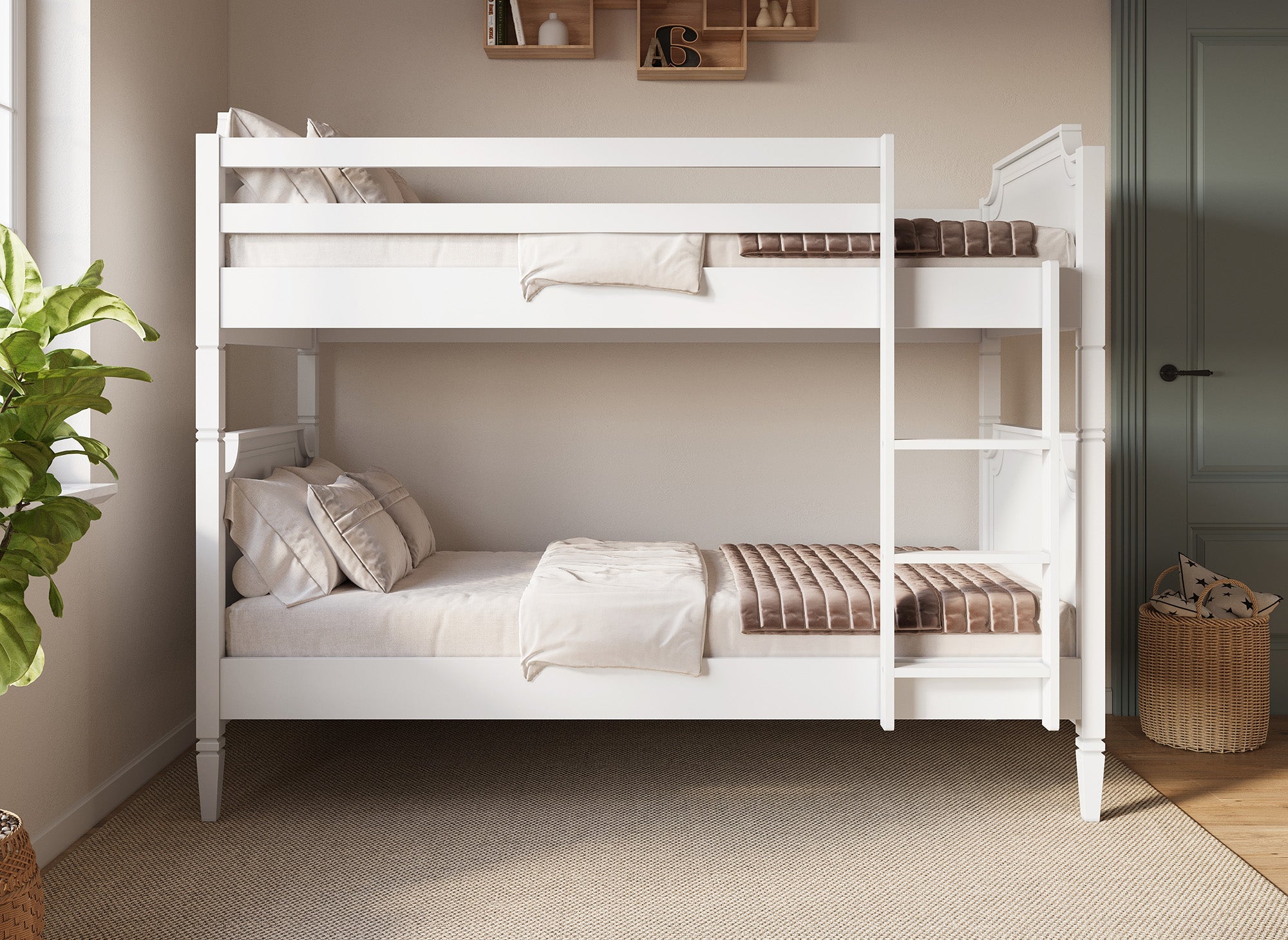 PAULINE weißes, teilbares Etagenbett aus Holz 90 x 190 cm