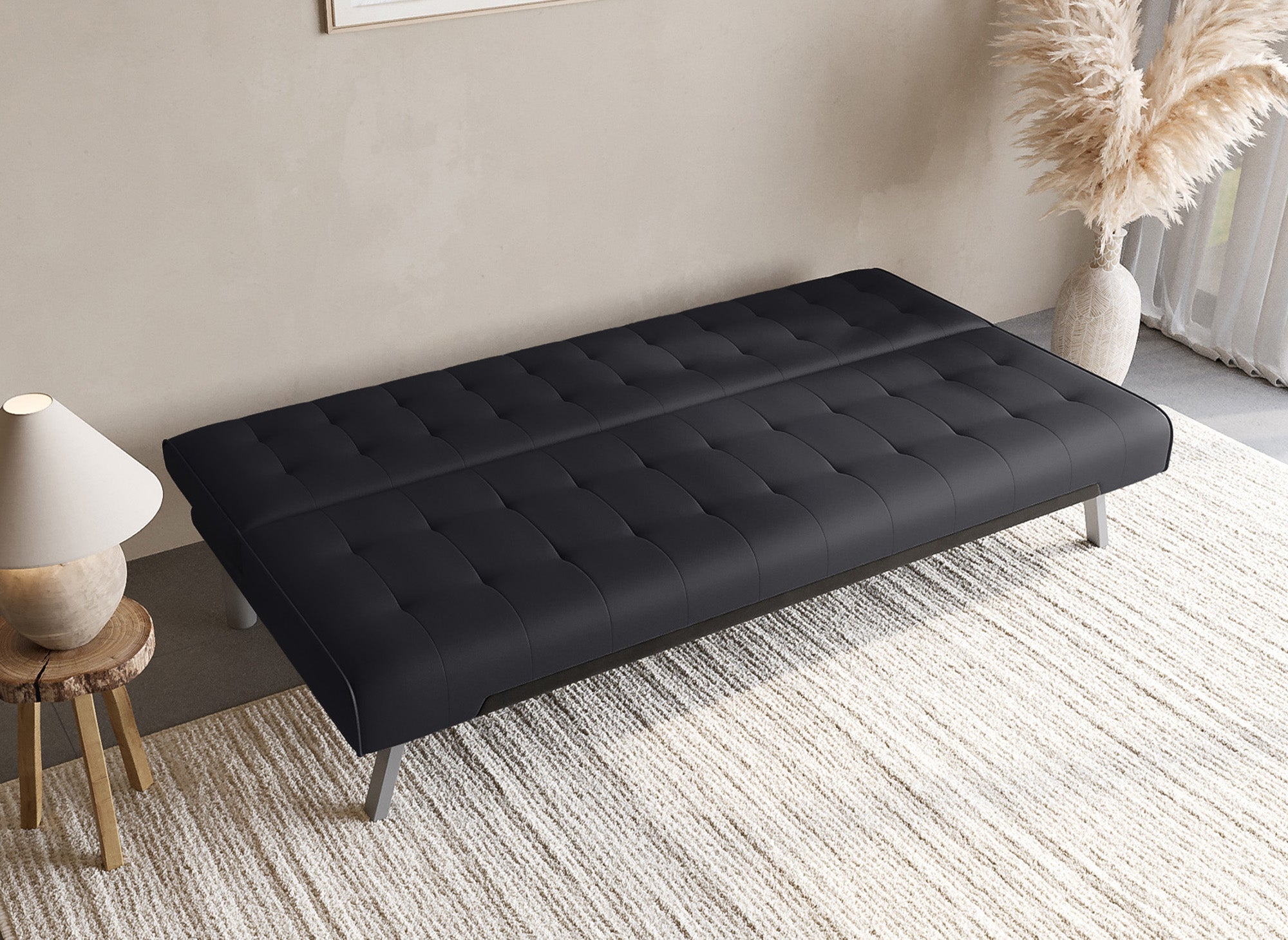 Schwarzes gepolstertes Designer-Schlafsofa KEDY