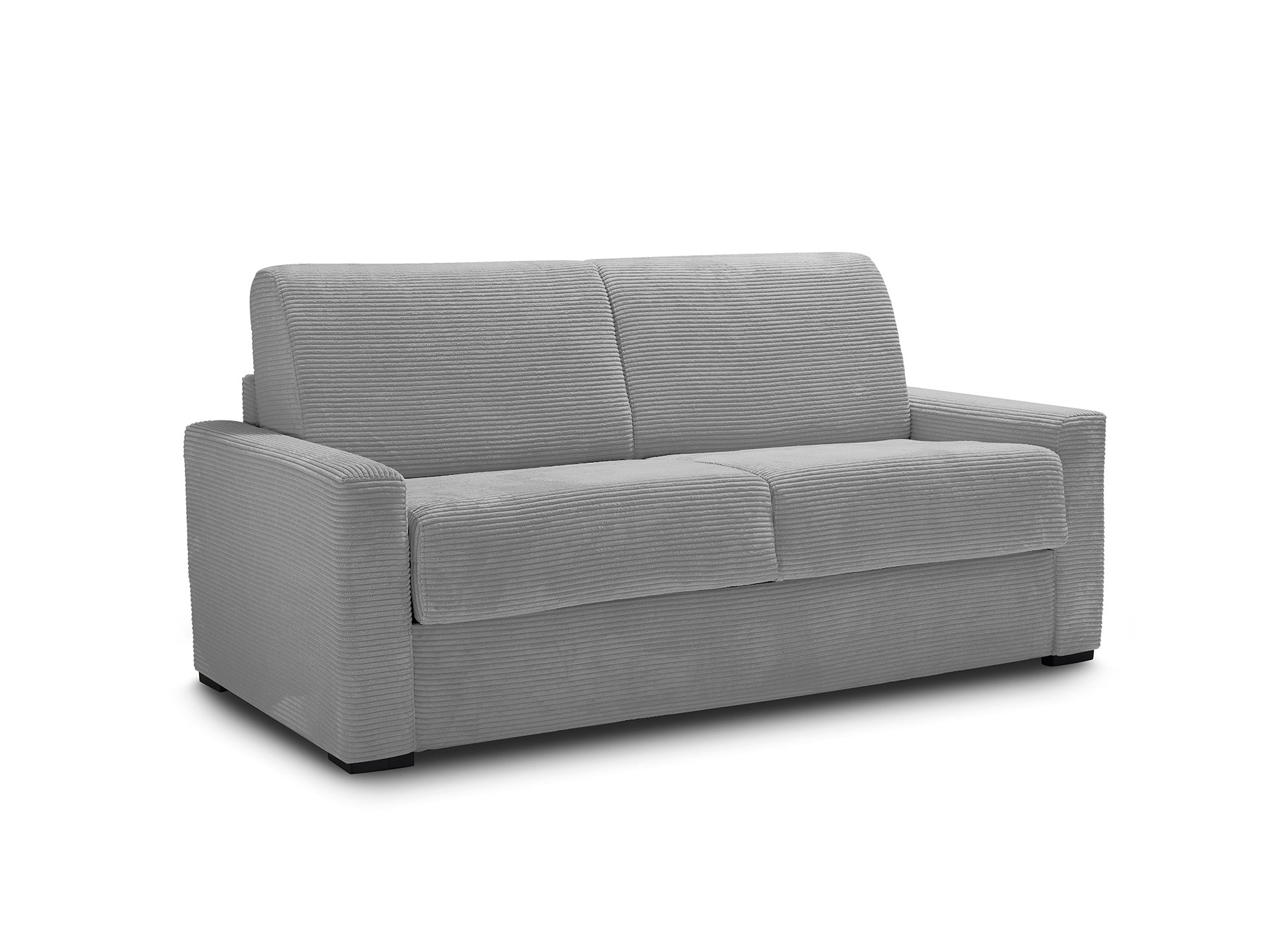 LOUNA LUXE 3-Sitzer-Schlafsofa aus hellgrauem Cord mit Expressöffnung und 18 cm Matratze
