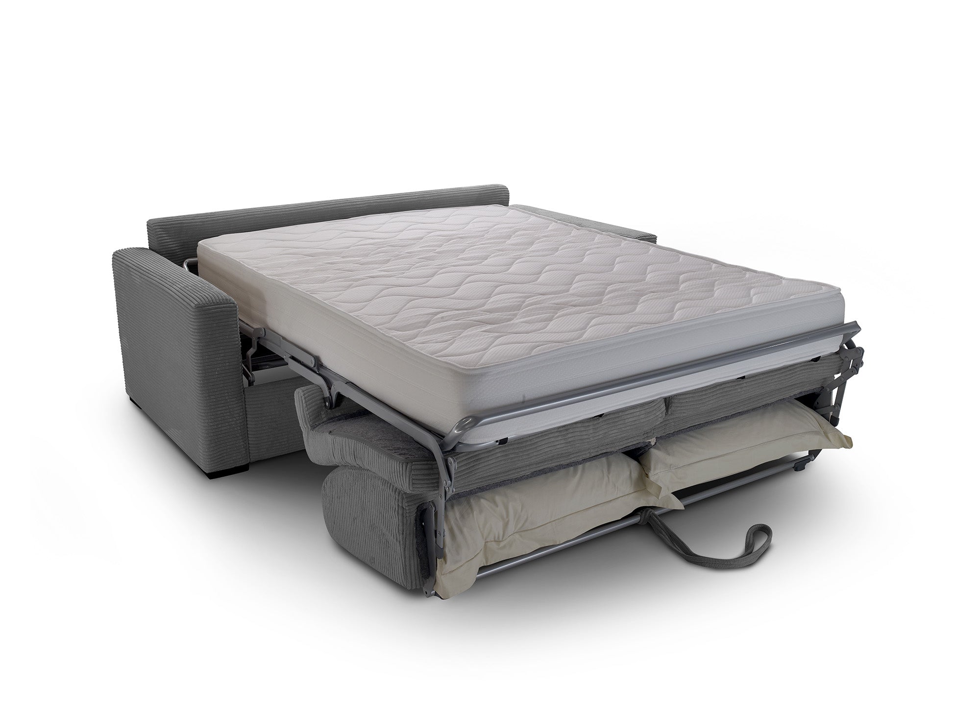 LOUNA LUXE 3-Sitzer-Schlafsofa aus dunkelgrauem Cord mit Expressöffnung und 18 cm Matratze