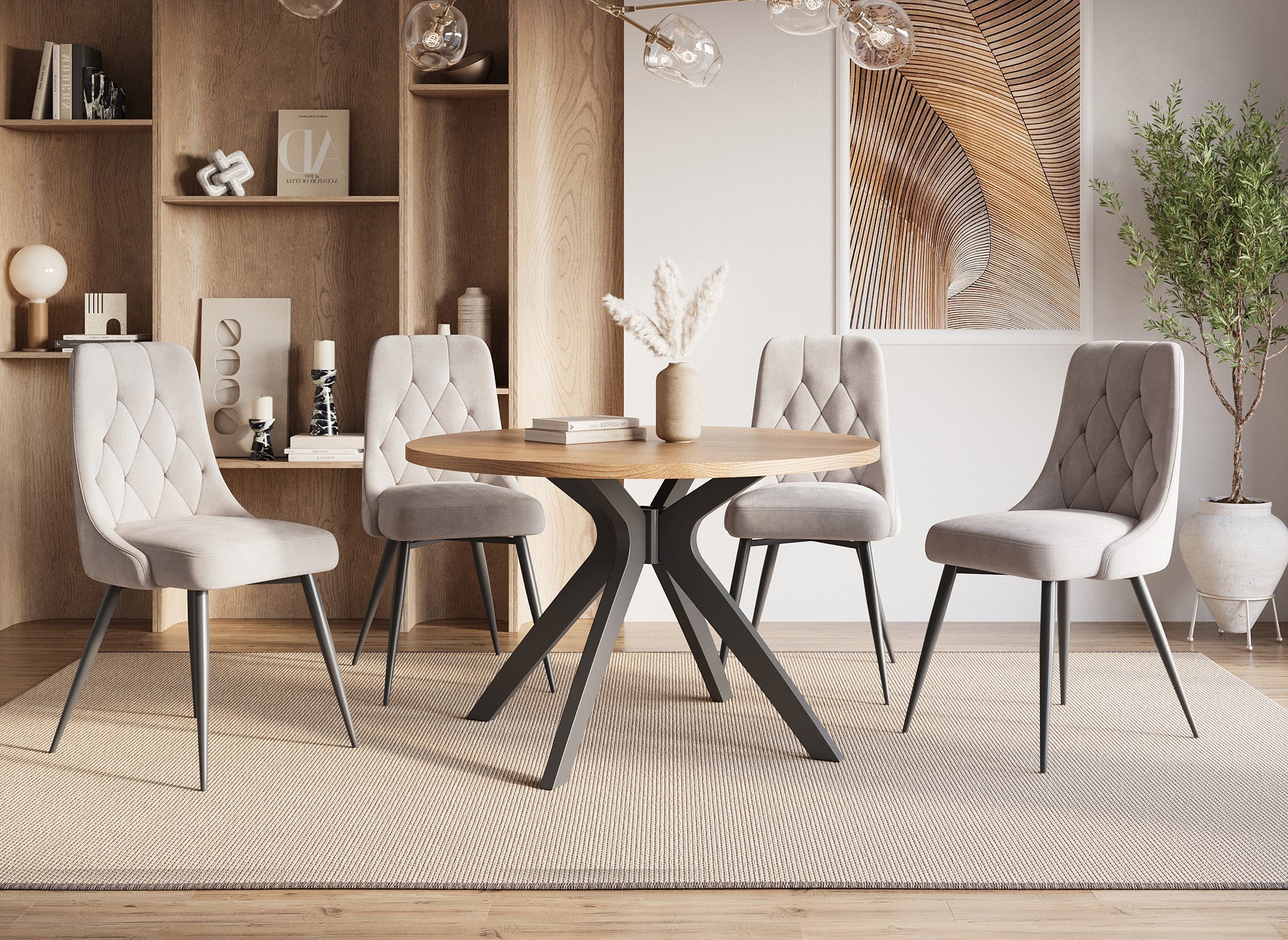 Runder Designer-Esstisch NOVEA in Eichenfarbe