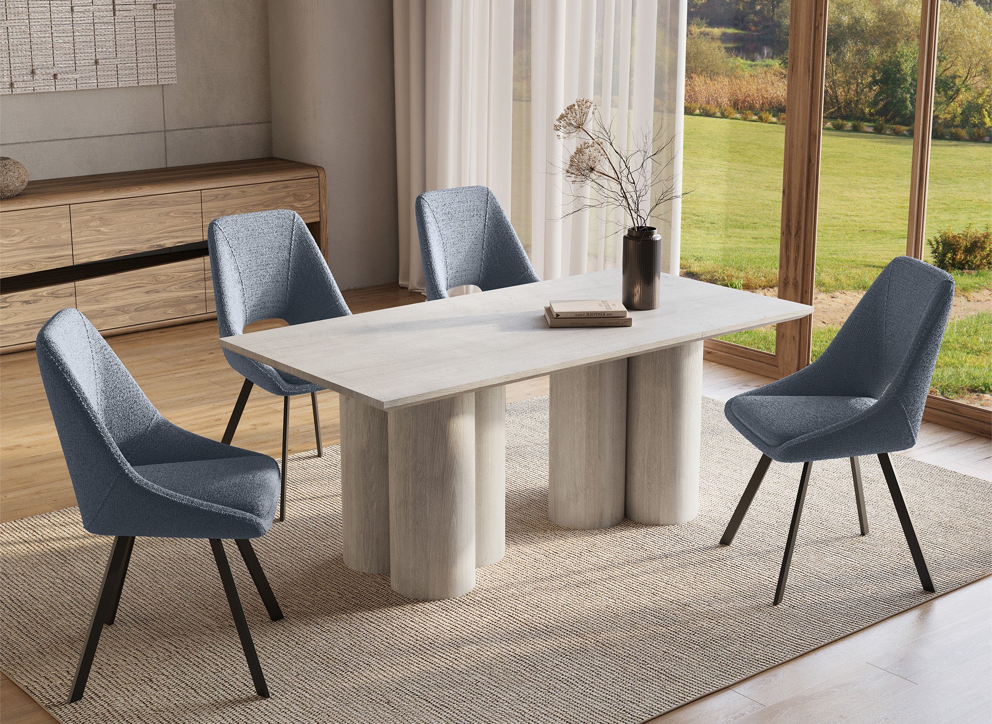 Weißer Esstisch mit organisch geformten Beinen für 6 Personen ROSALIA