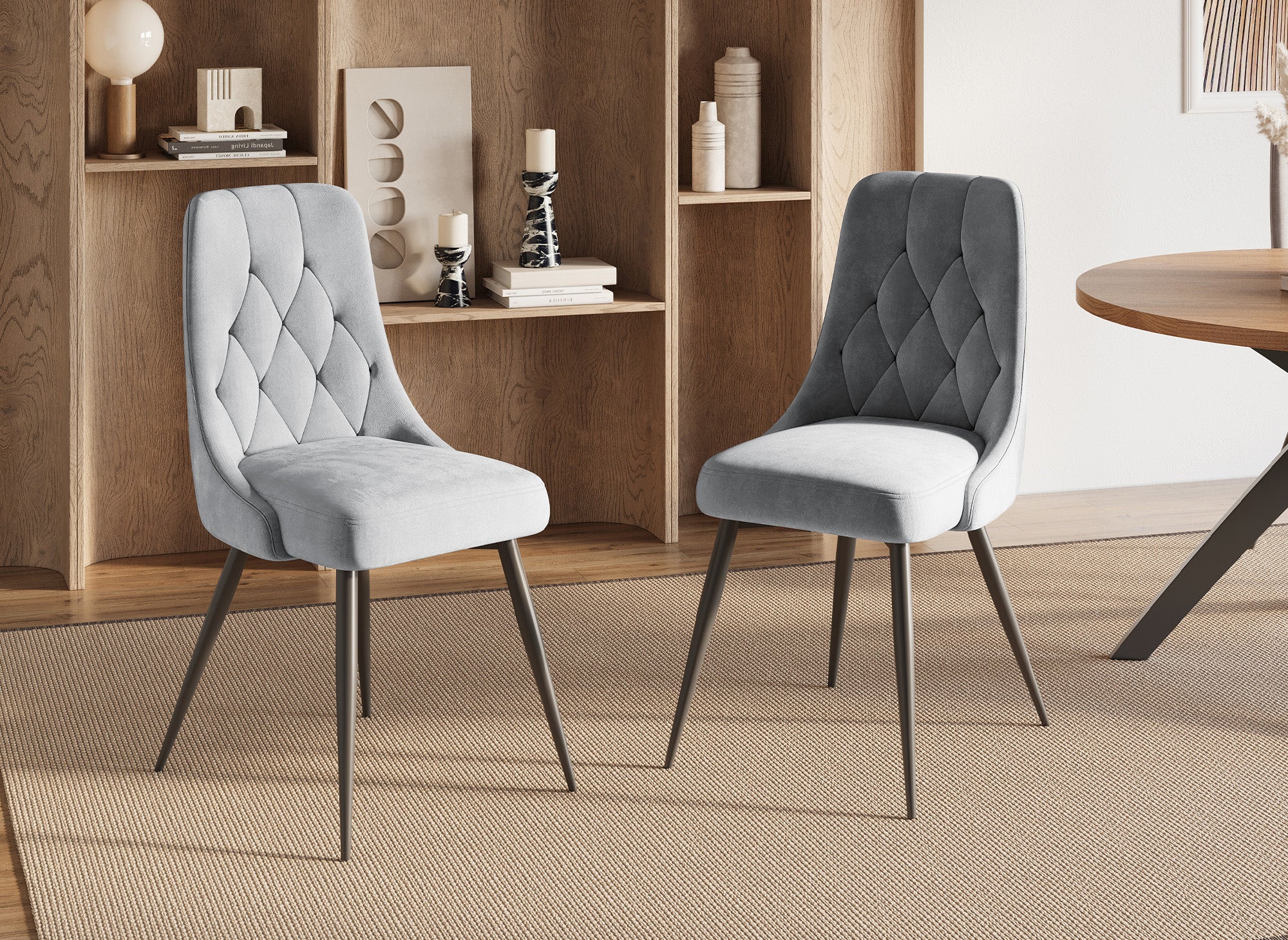 4er-Set OLVEA-Designerstühle aus grauem Samt