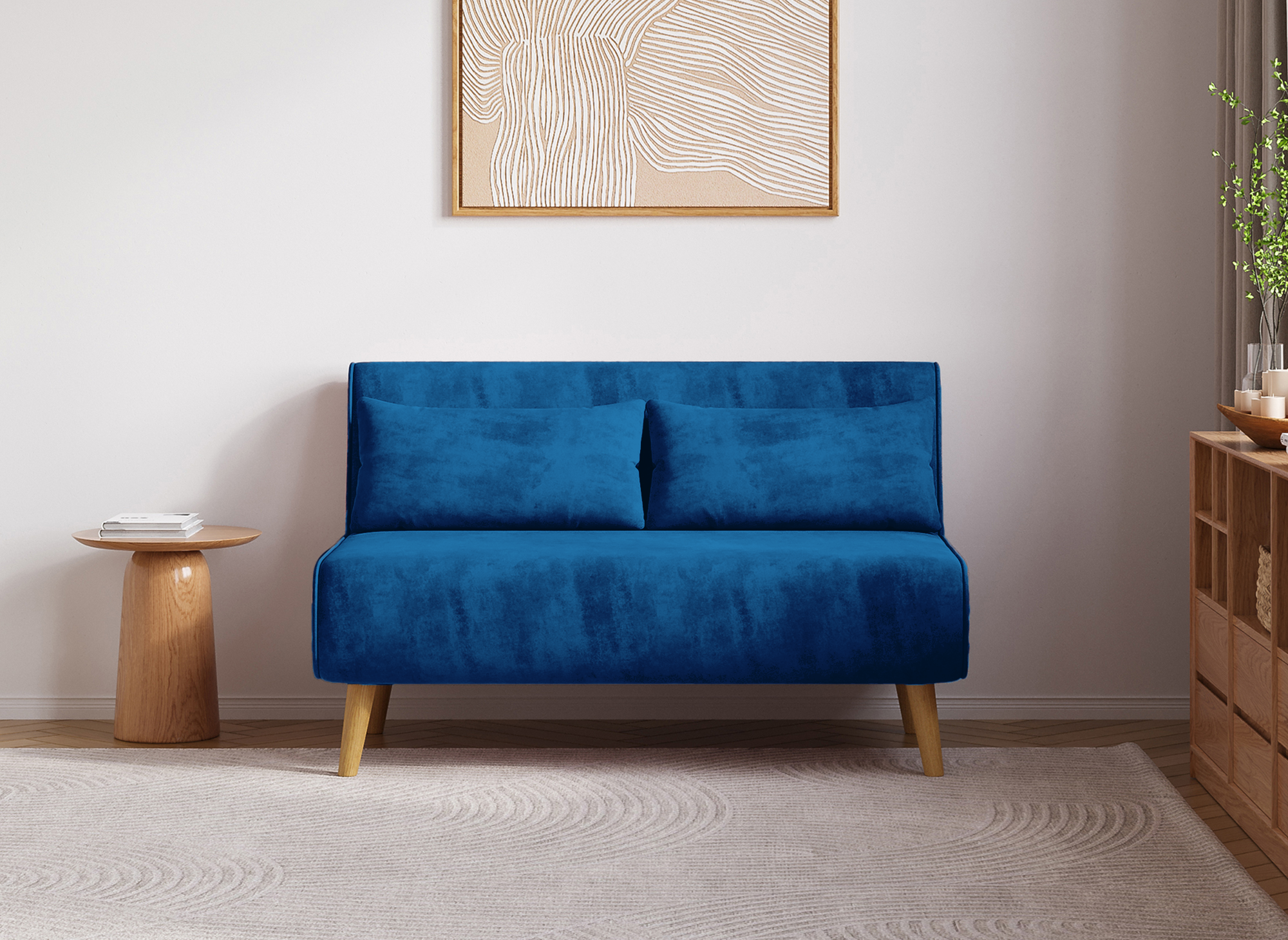 TONKA 2-Sitzer-Sitzbank aus blauem Samt