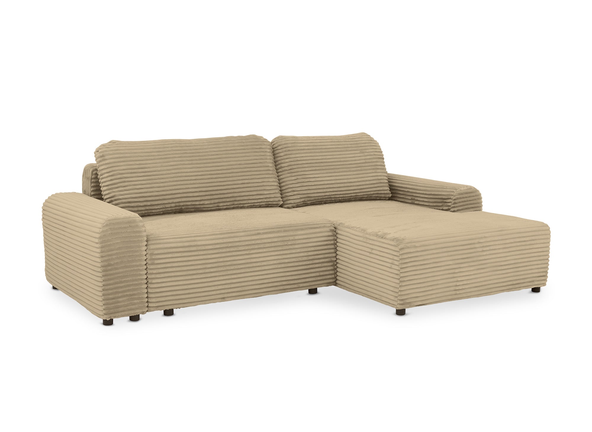 Ecksofa rechts mit Bettkasten aus dickem Cord in Taupe BALI - Ecke rechts